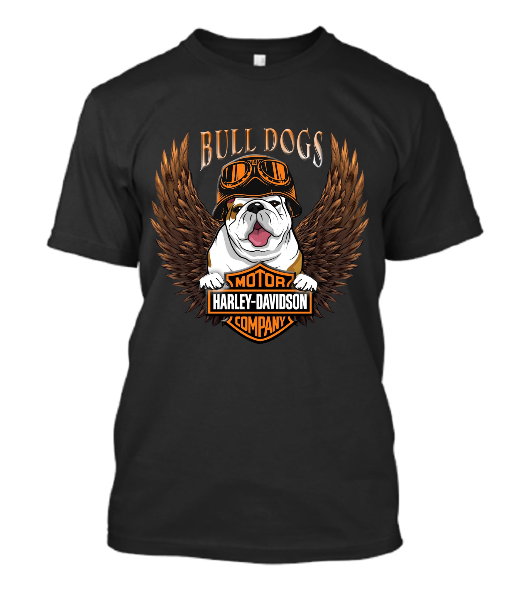 Bull Dogs Harley Davidson Motor Company Wings Helmet T-Shirt