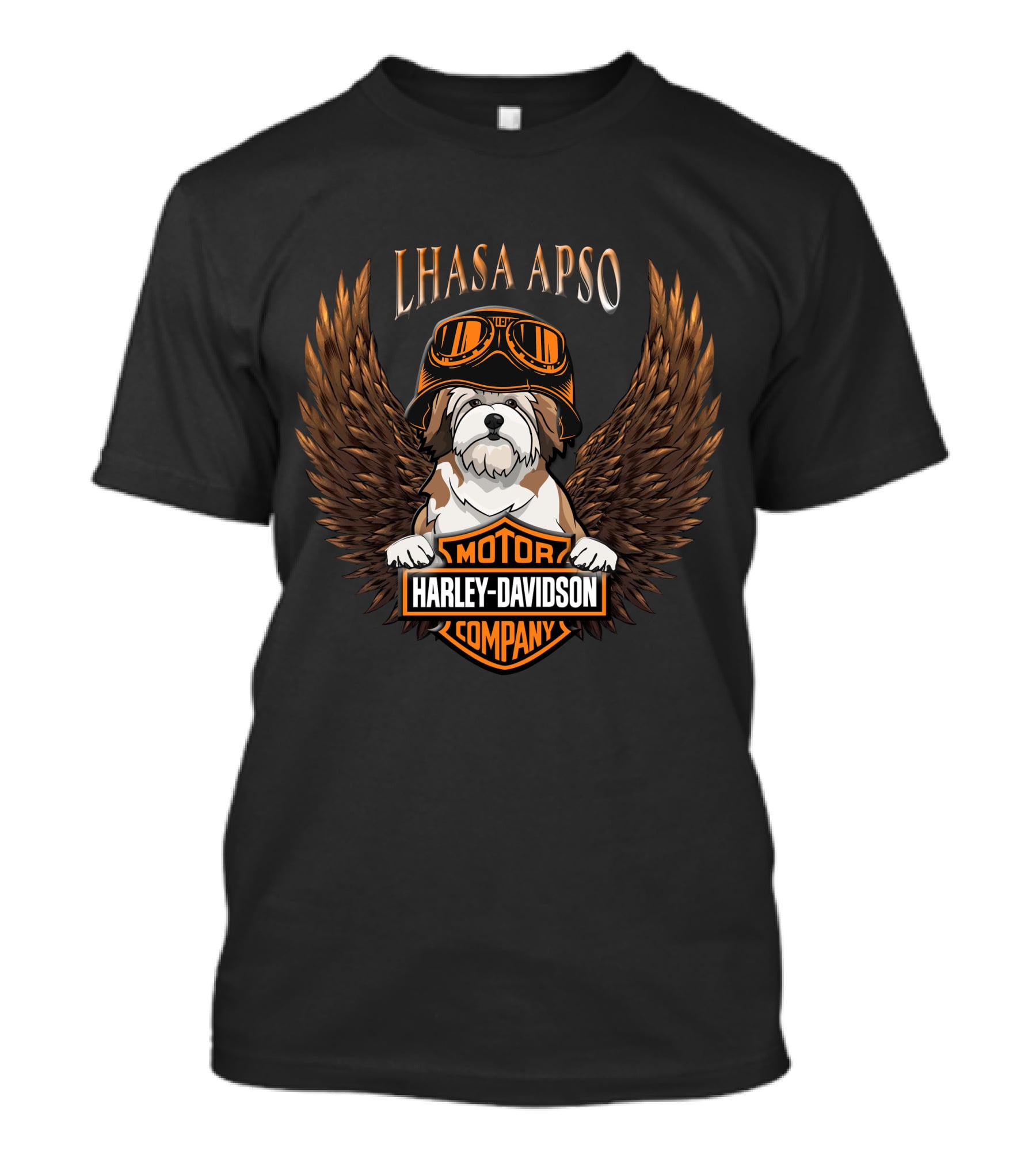 Lhasa Apso Harley Davidson Motor Company Winged T-Shirt