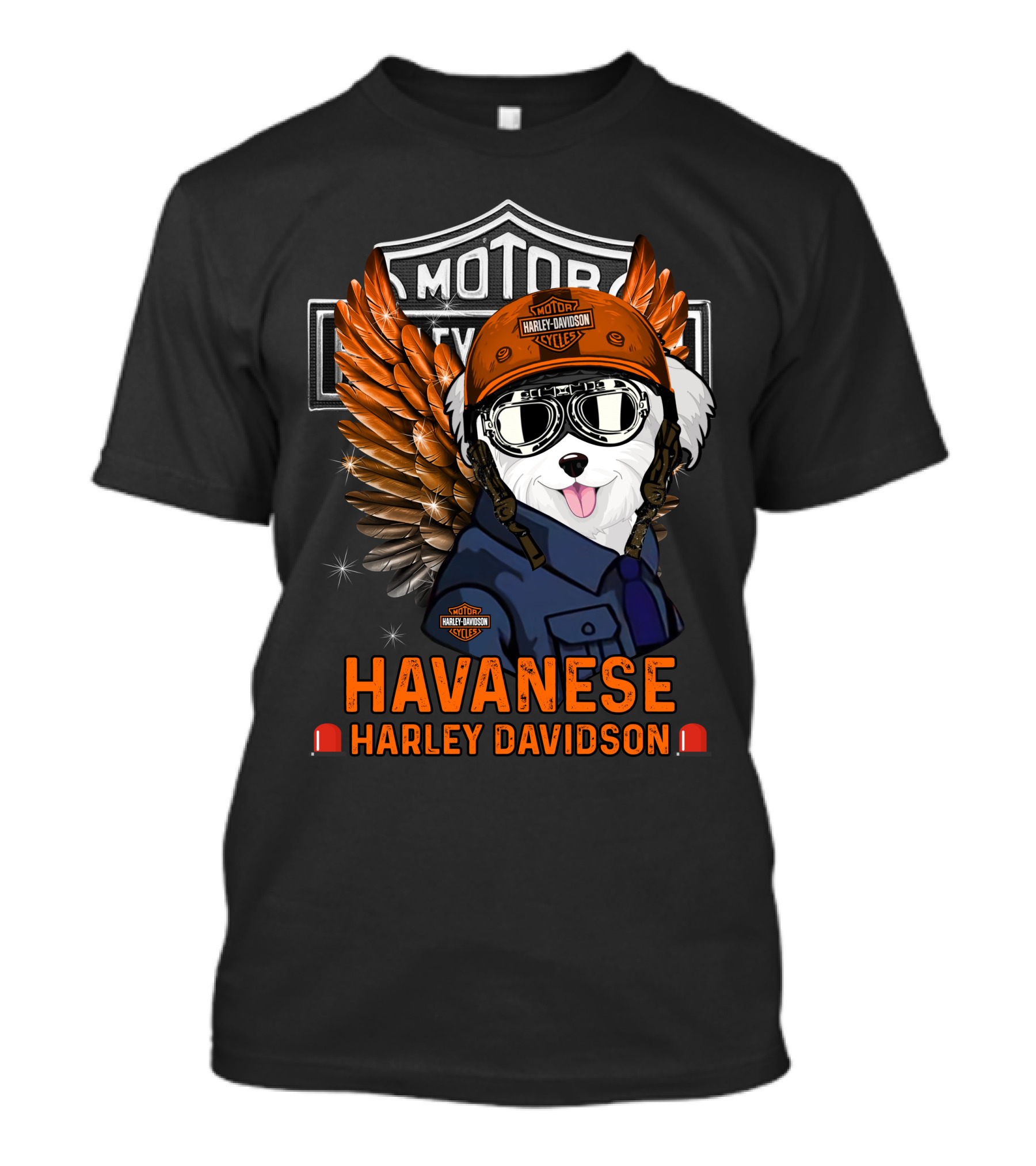 Havanese Harley Davidson Motorcycles Winged Dog Helmet T-Shirt