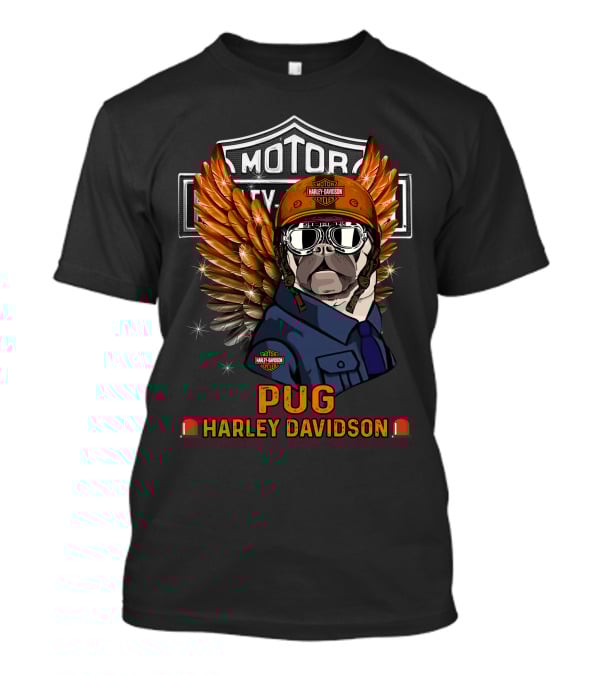 Pug Harley Davidson Motor City Kustoms T-Shirt