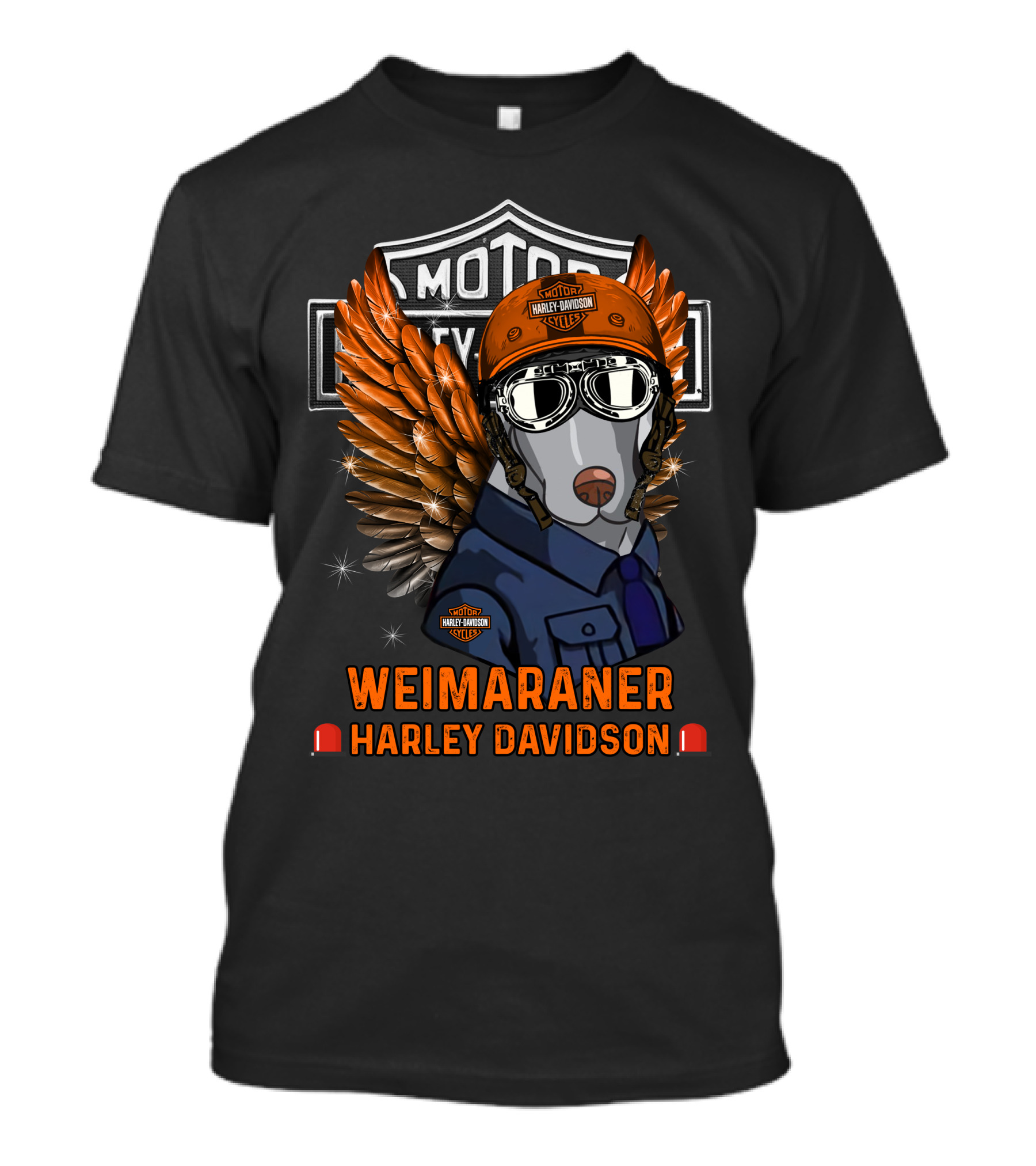 Weimaraner Harley Davidson Motor Cycles Winged Helmet T-Shirt