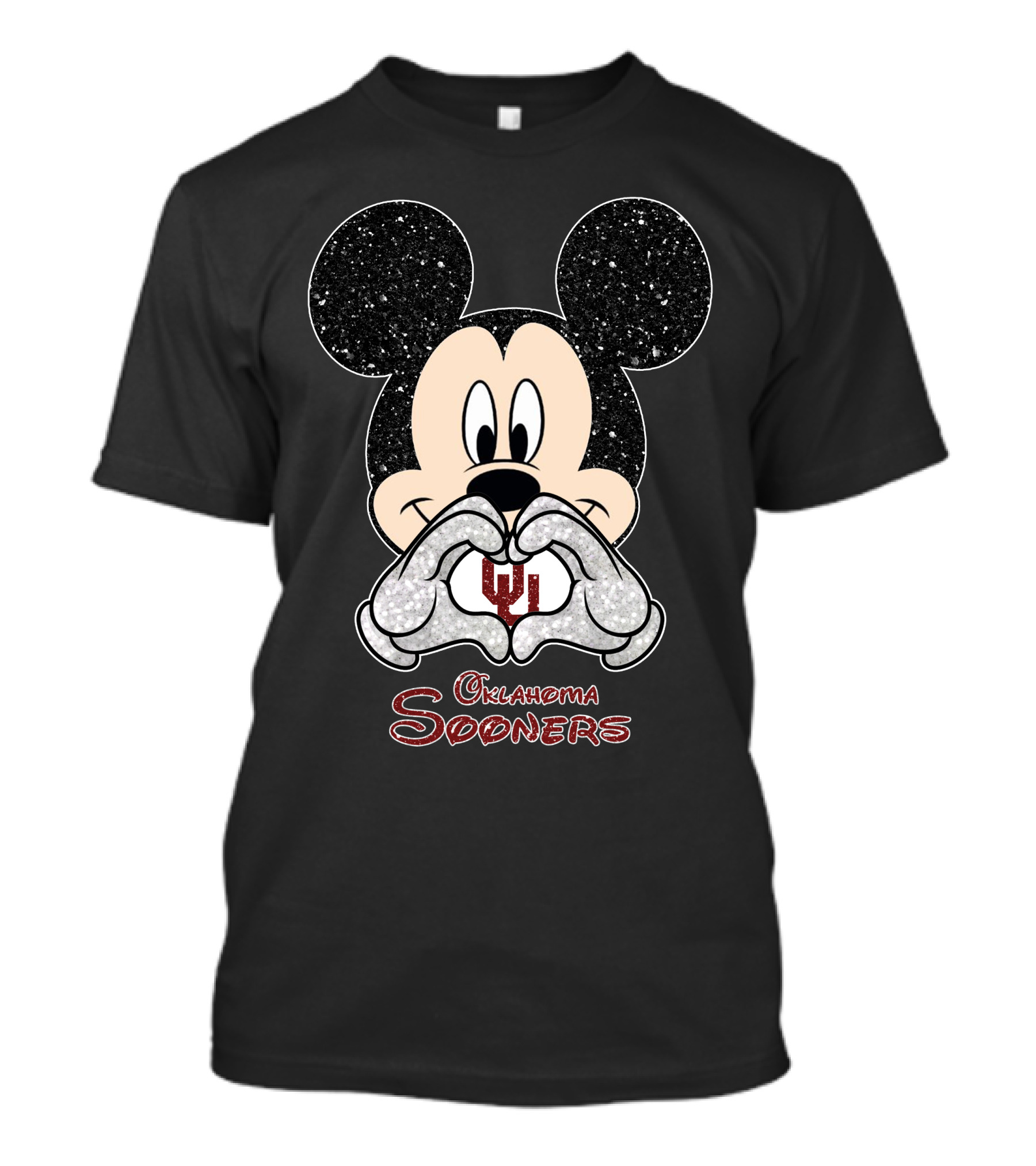 Mickey Oklahoma Sooners OU Heart Hands T-Shirt