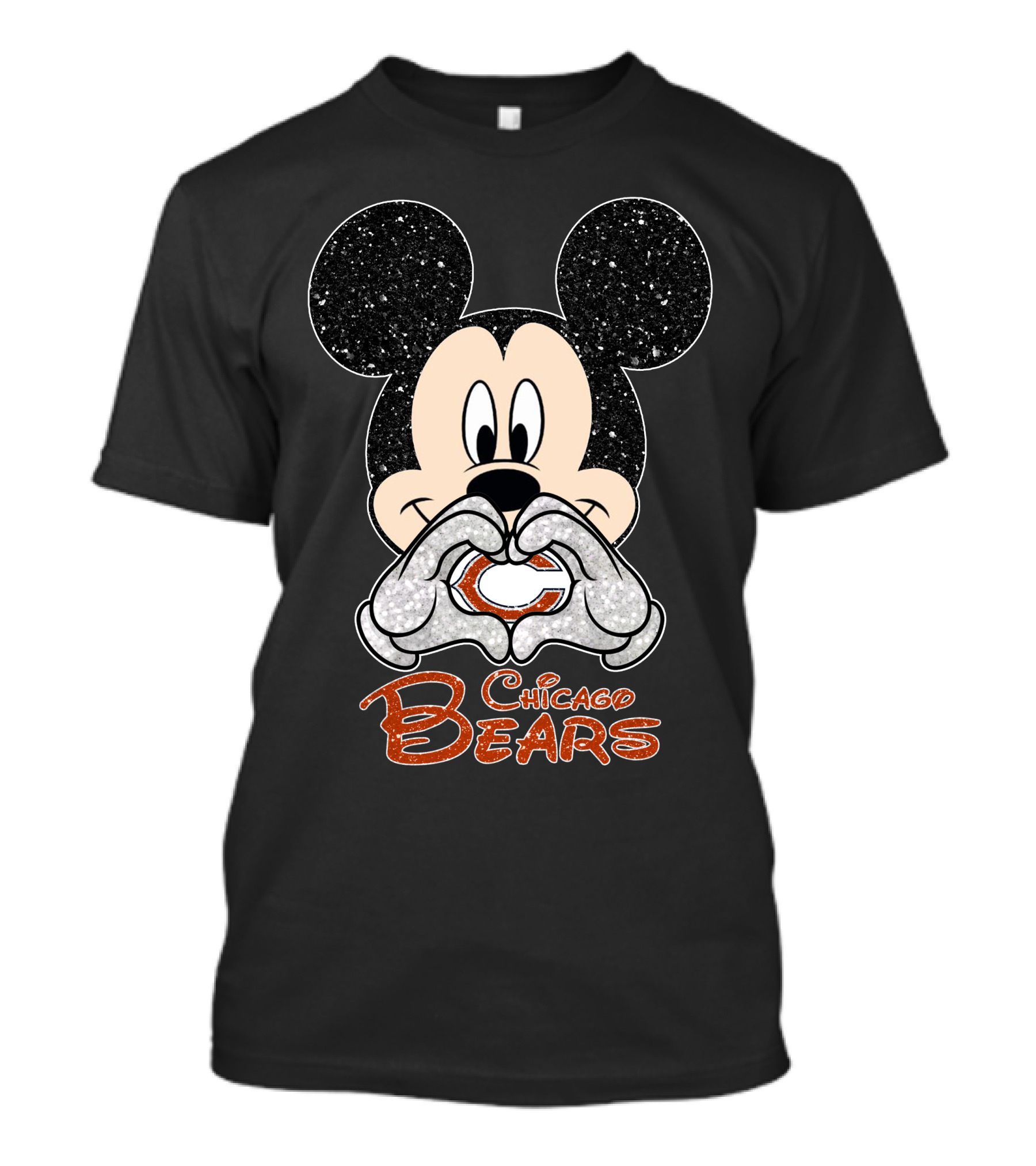 Mickey Mouse Heart Hands Chicago Bears T-Shirt