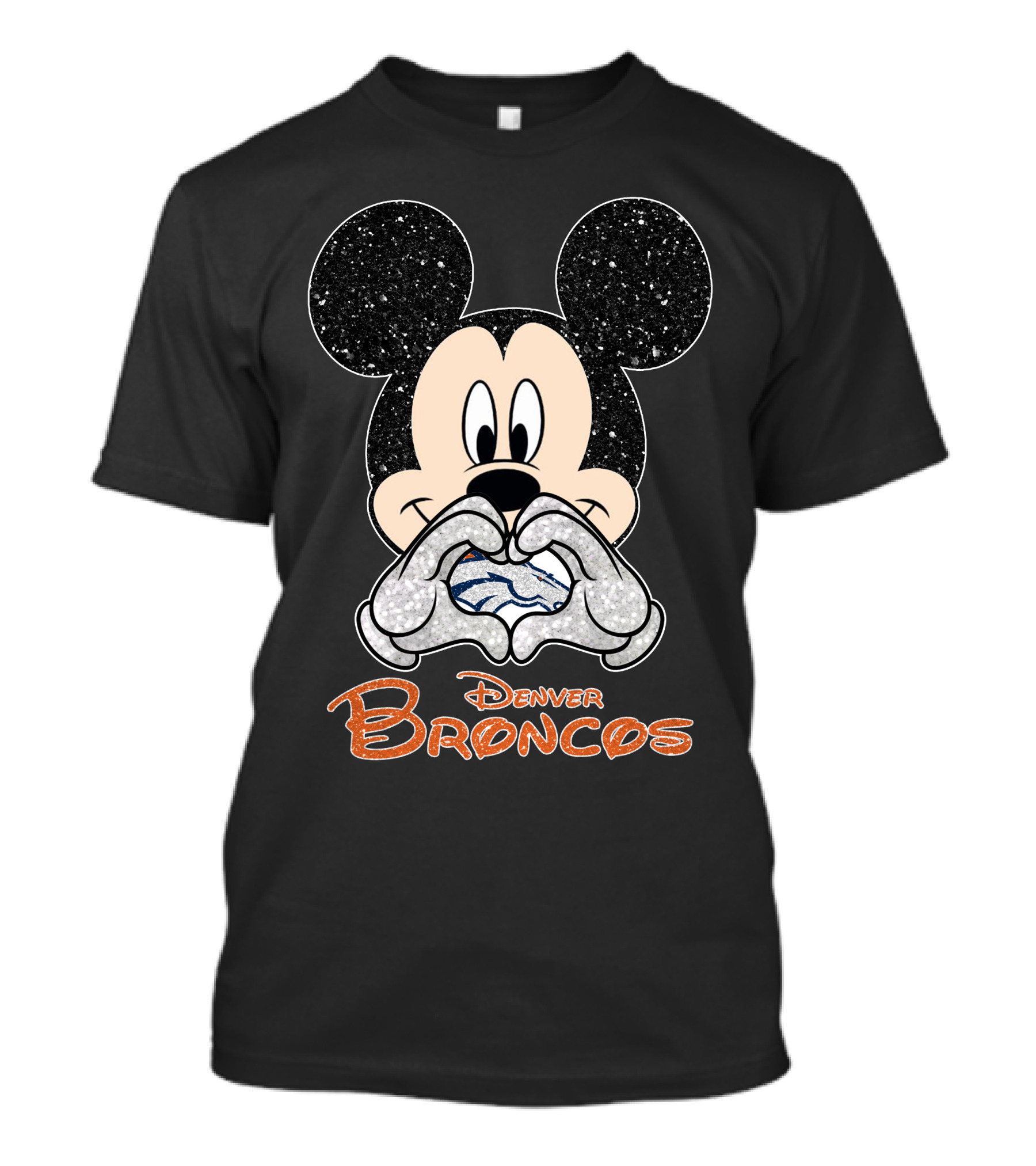 Mickey Denver Broncos Heart Hands T-Shirt