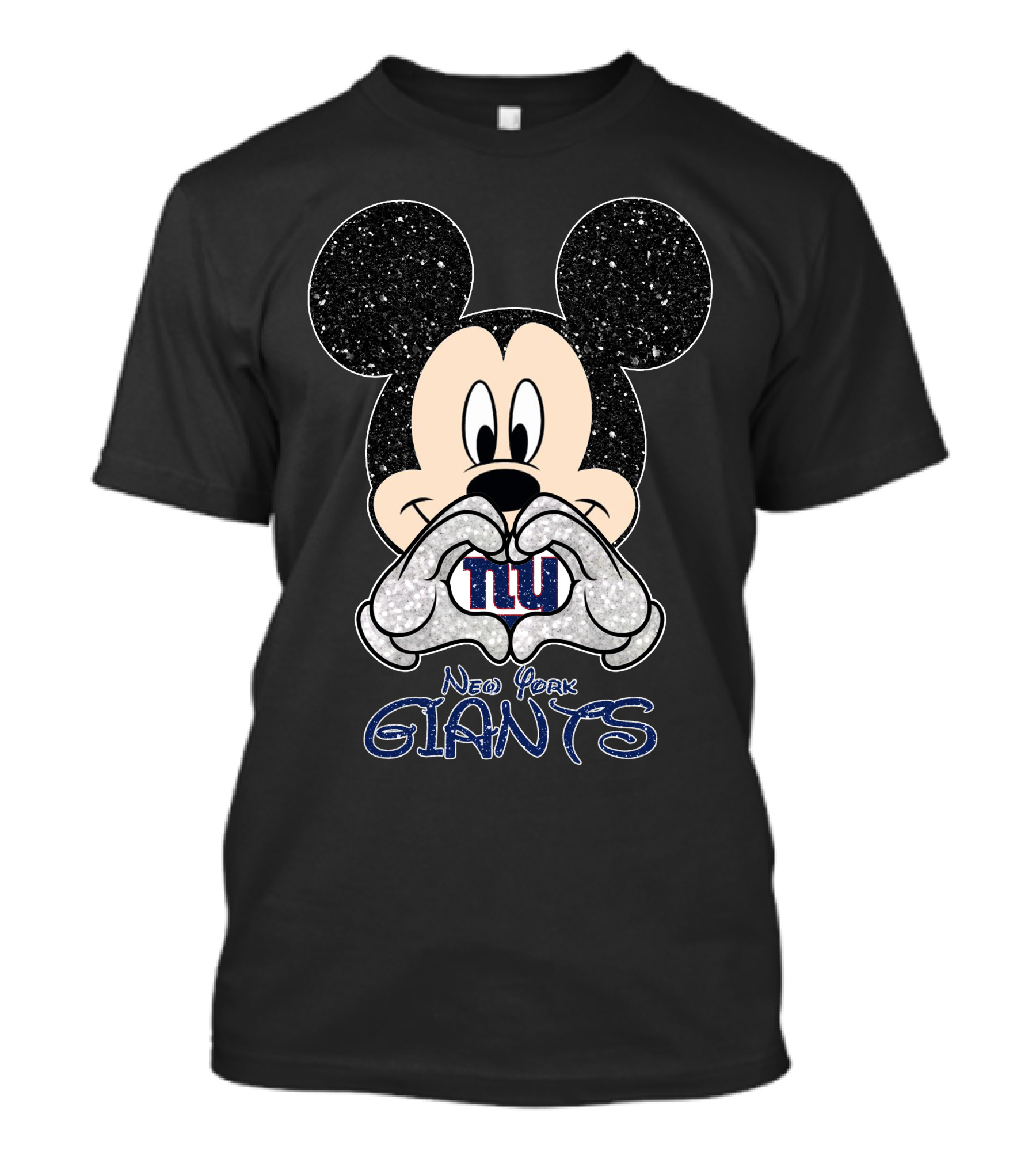 Mickey Mouse Heart Hands New York Giants Fan Sparkle T-Shirt