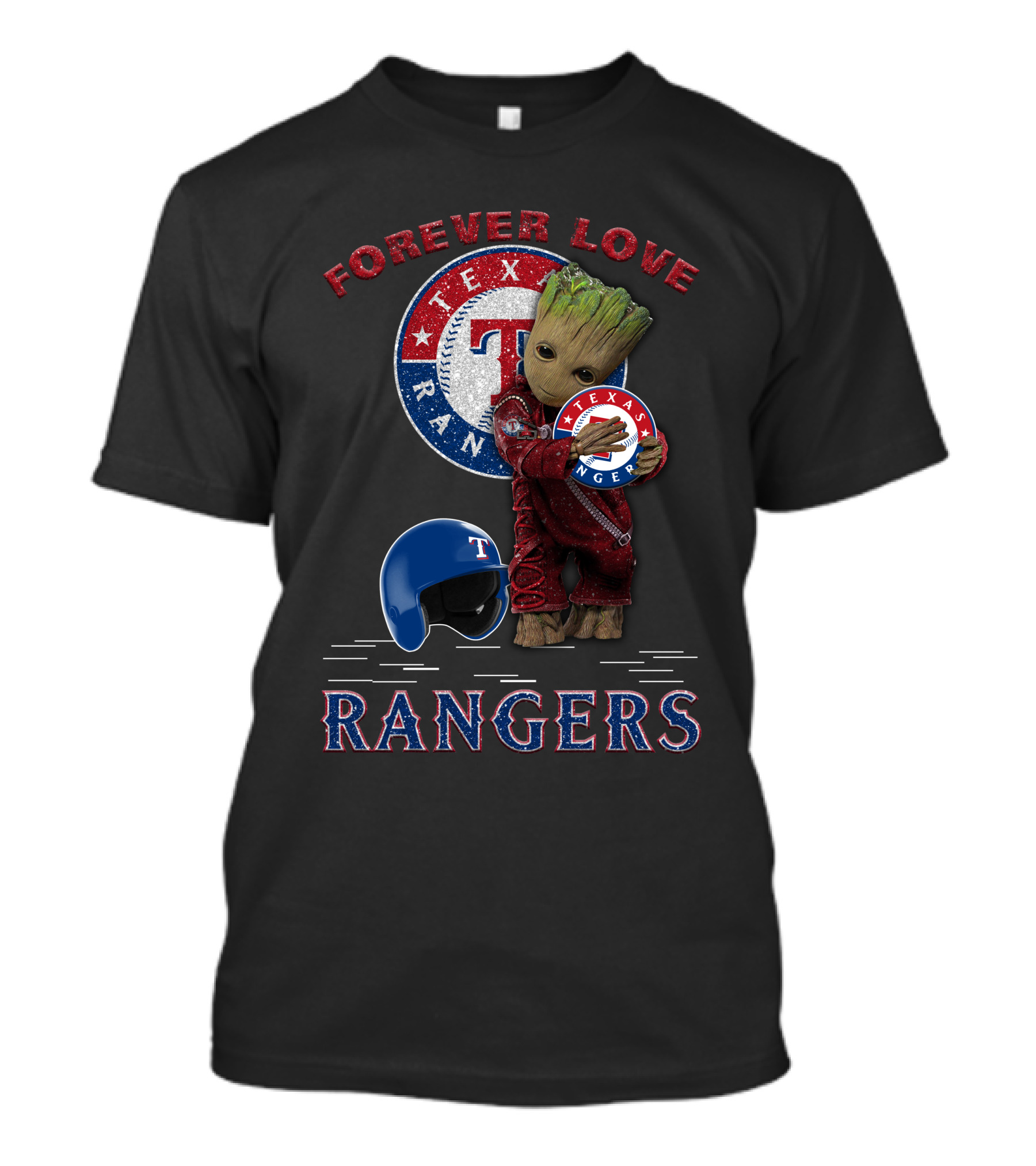 Forever Love Texas Rangers MLB Fans Groot Ranger Spirit T-Shirt