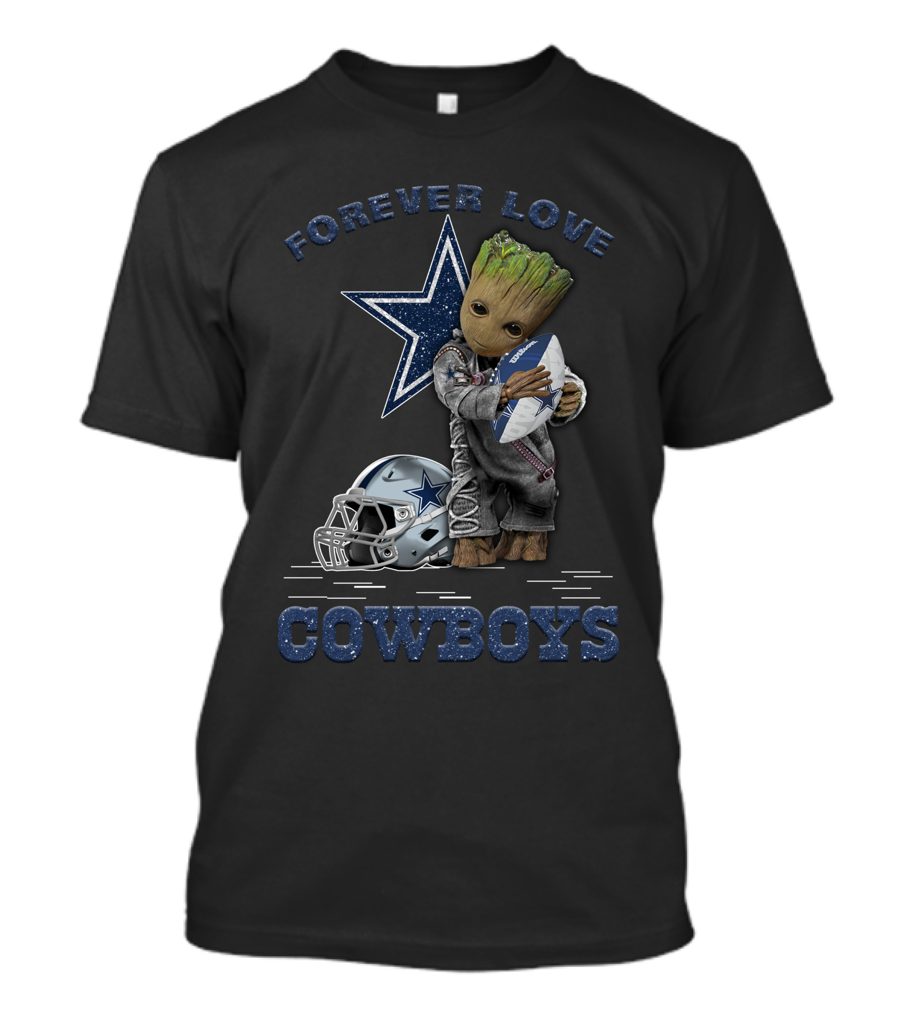 Forever Love Cowboys Groot Football Helmet Star T-Shirt