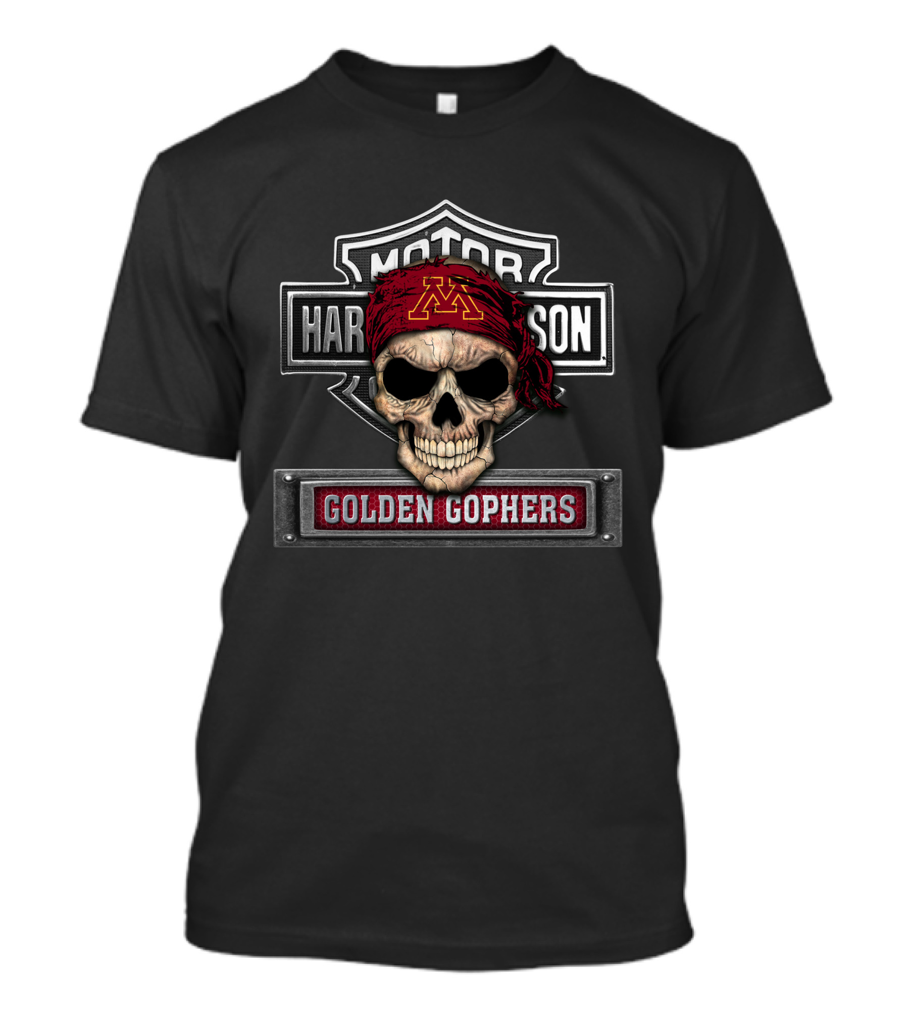 Harley Davidson Skull Motor Golden Gophers Minnesota T-Shirt
