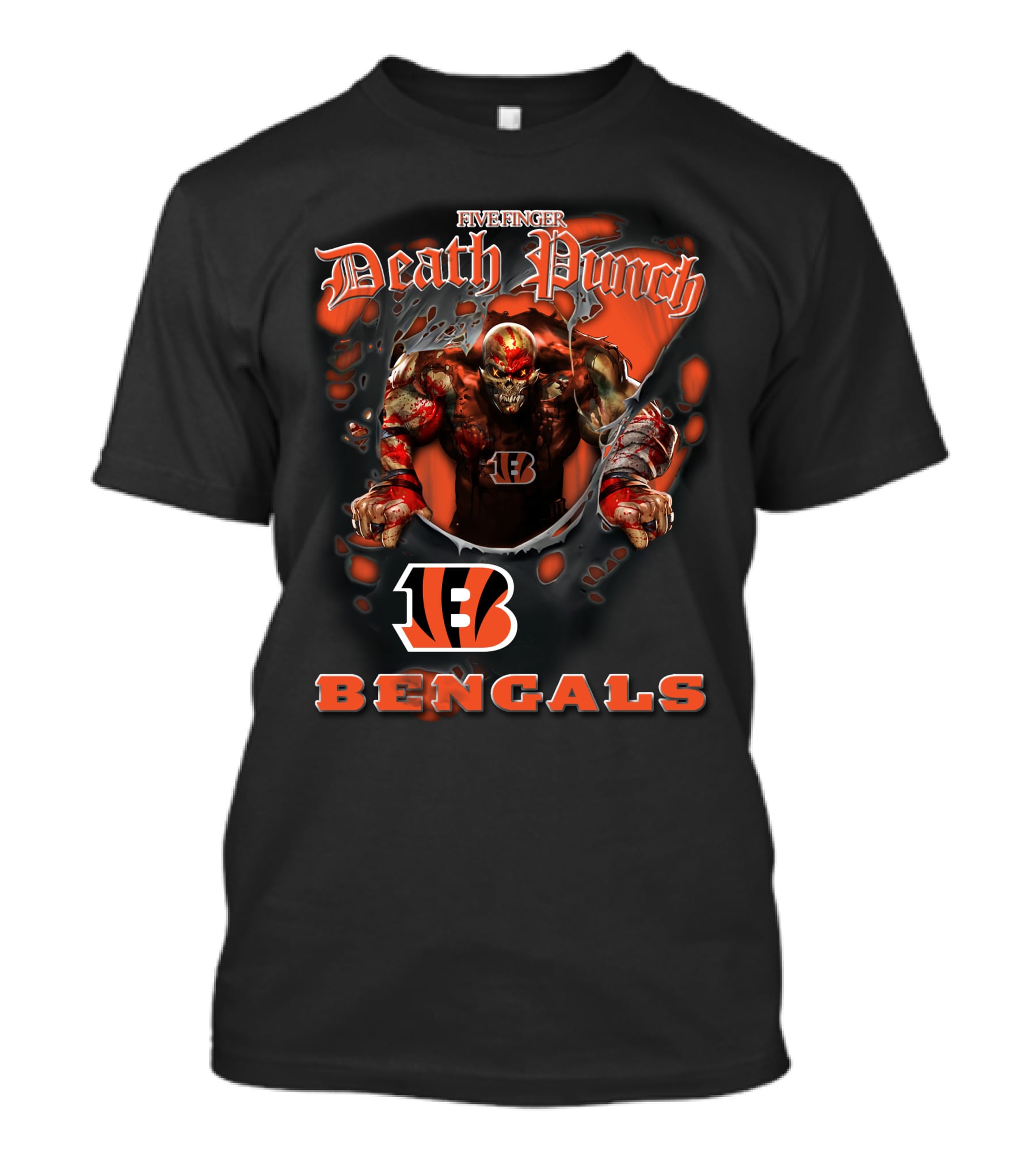 Five Finger Death Punch Cincinnati Bengals Nfl Fans Official Team Collaboration T-Shirt