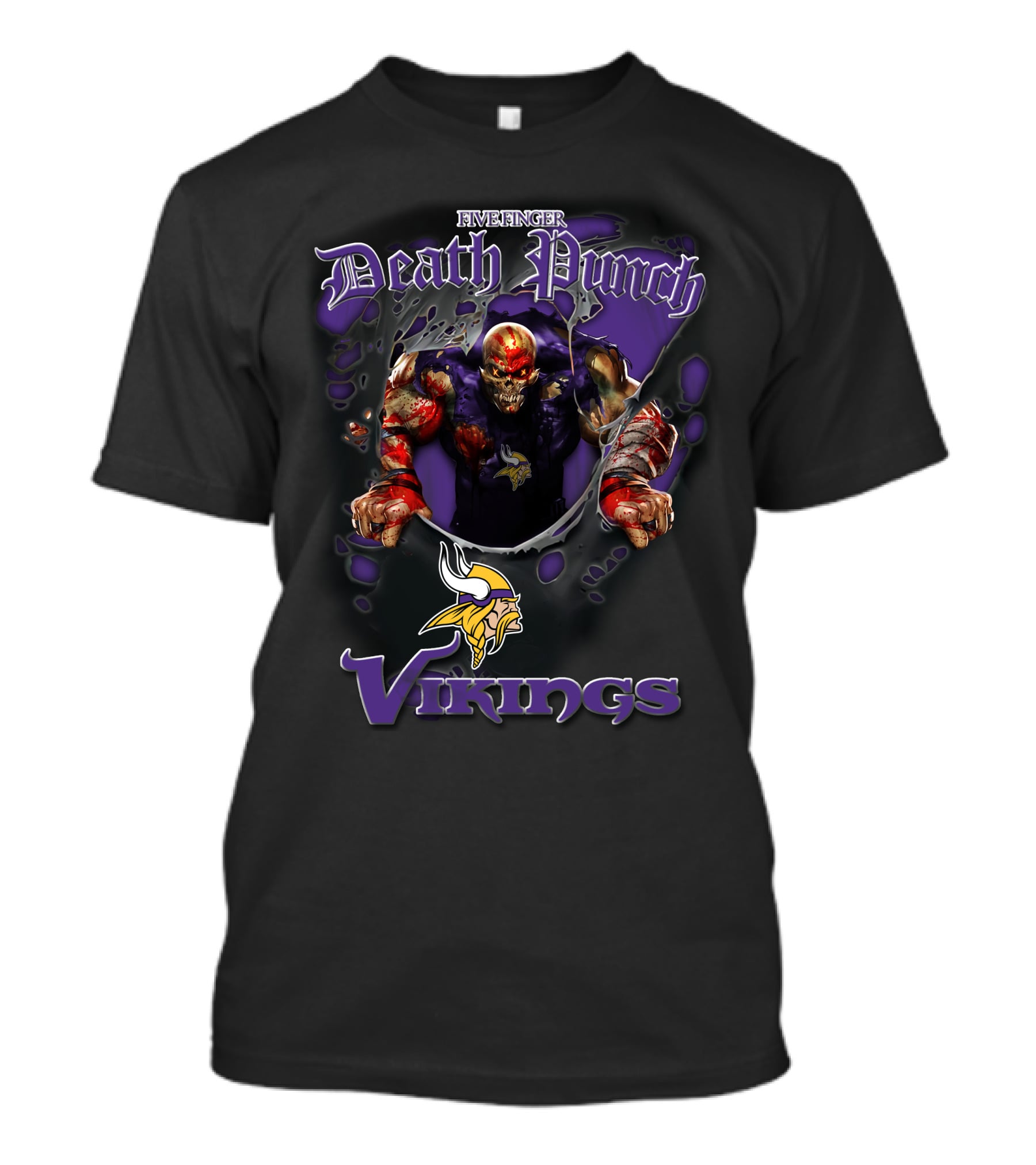 Five Finger Death Punch Minnesota Vikings Nfl Football Fans Skull T-Shirt