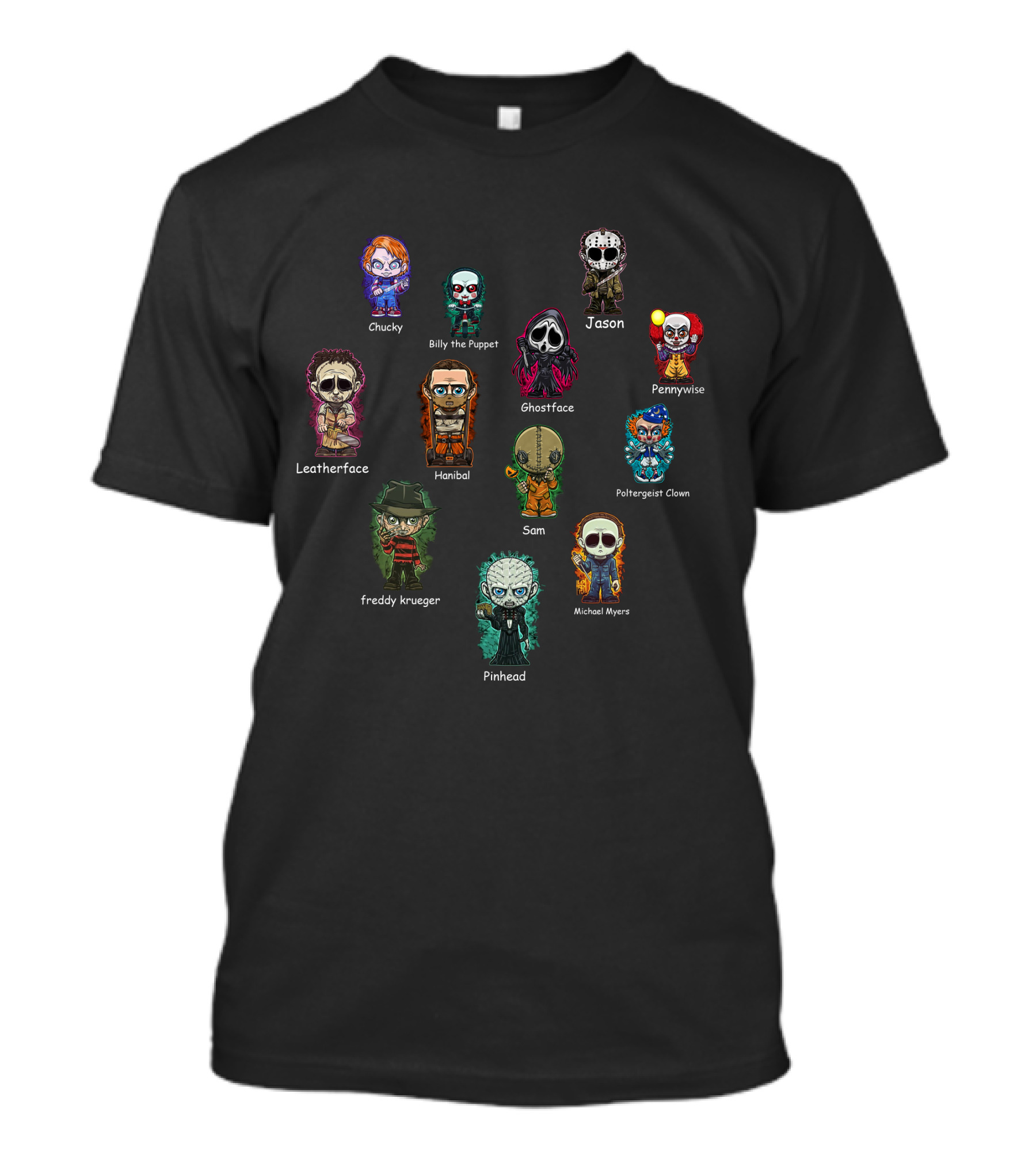 Horroraholic Chucky Jason Freddy Krueger Michael Myers Ghostface Icons T-Shirt