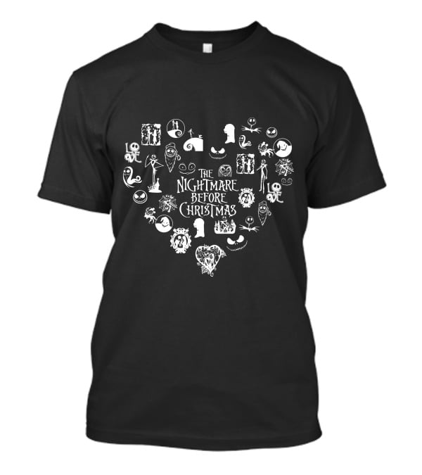 The Nightmare Before Christmas Heart-Shaped Icon Collage T-Shirt