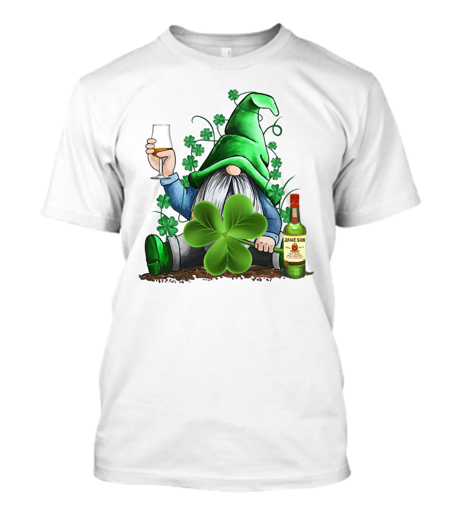 J A M E S O N Irish Gnome With Shamrocks And Whiskey T-Shirt