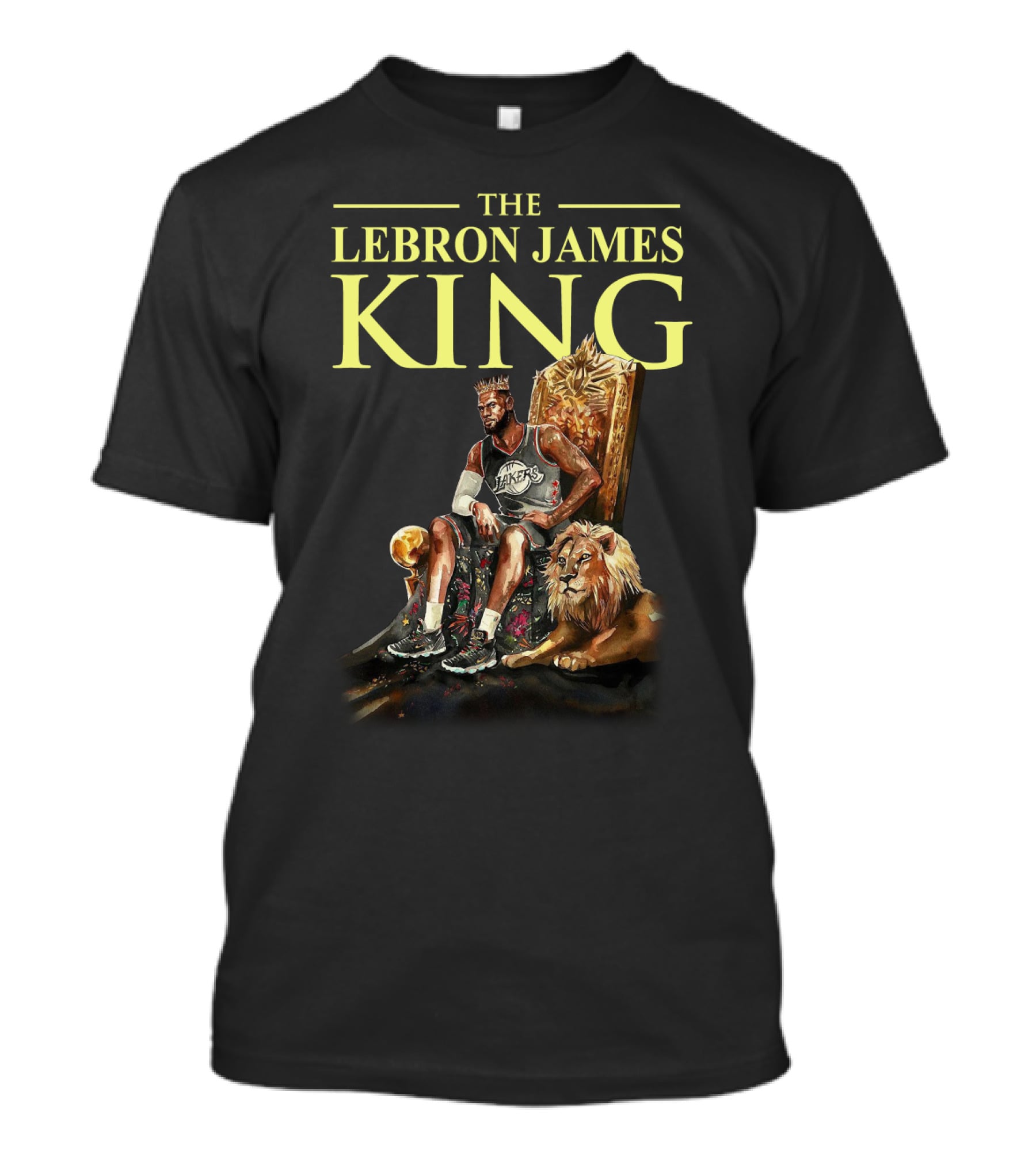 The Lebron James King Throne With Lion Lakers Basketball Crown T-Shirt