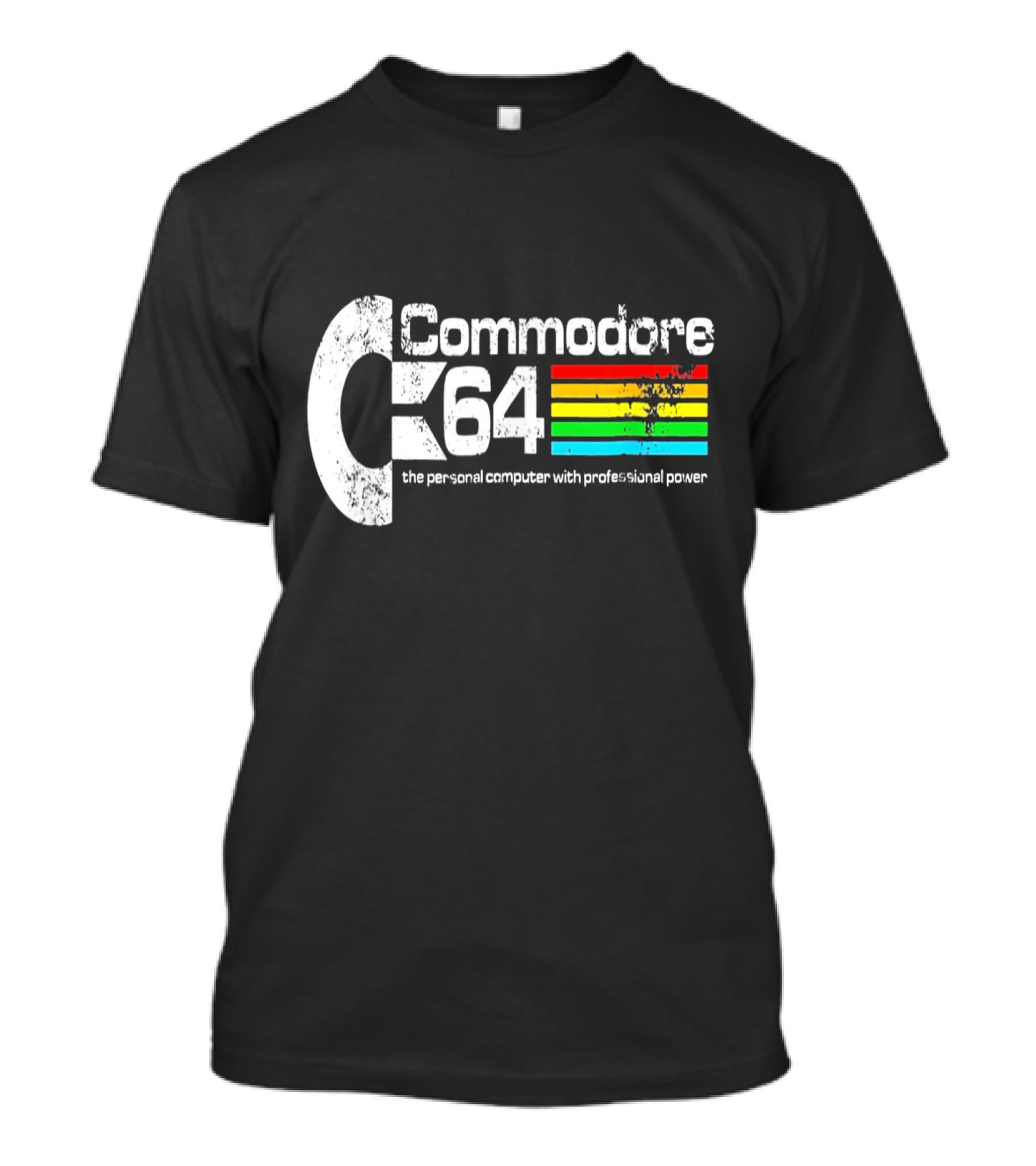 Commodore 64 The Personal Computer With Professional Power Retro Logo Textured T-Shirt