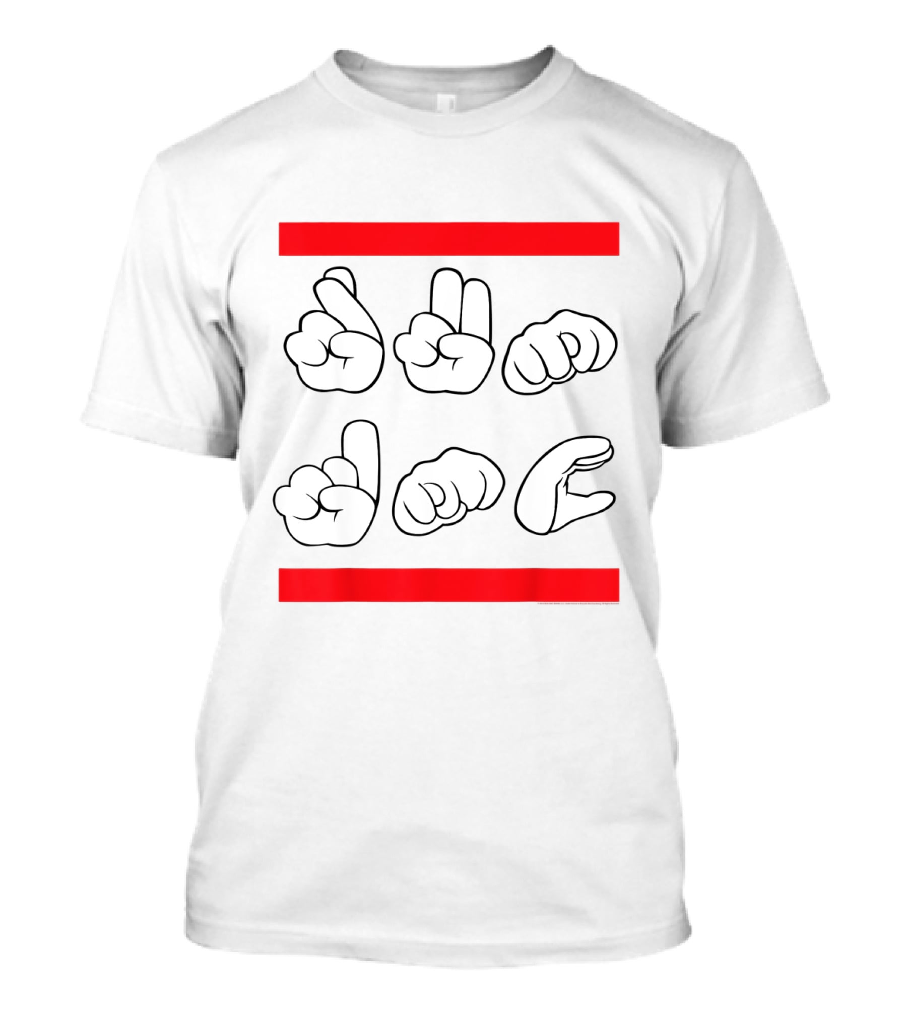 Run DMC ASL Graphic With Iconic Red Bars And Sign Language T-Shirt