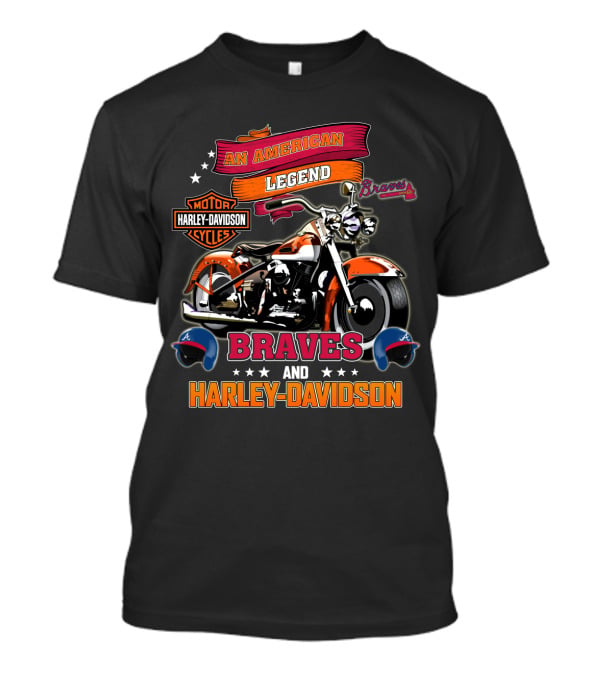 An American Legend Braves And Harley Davidson Motor Cycles T-Shirt