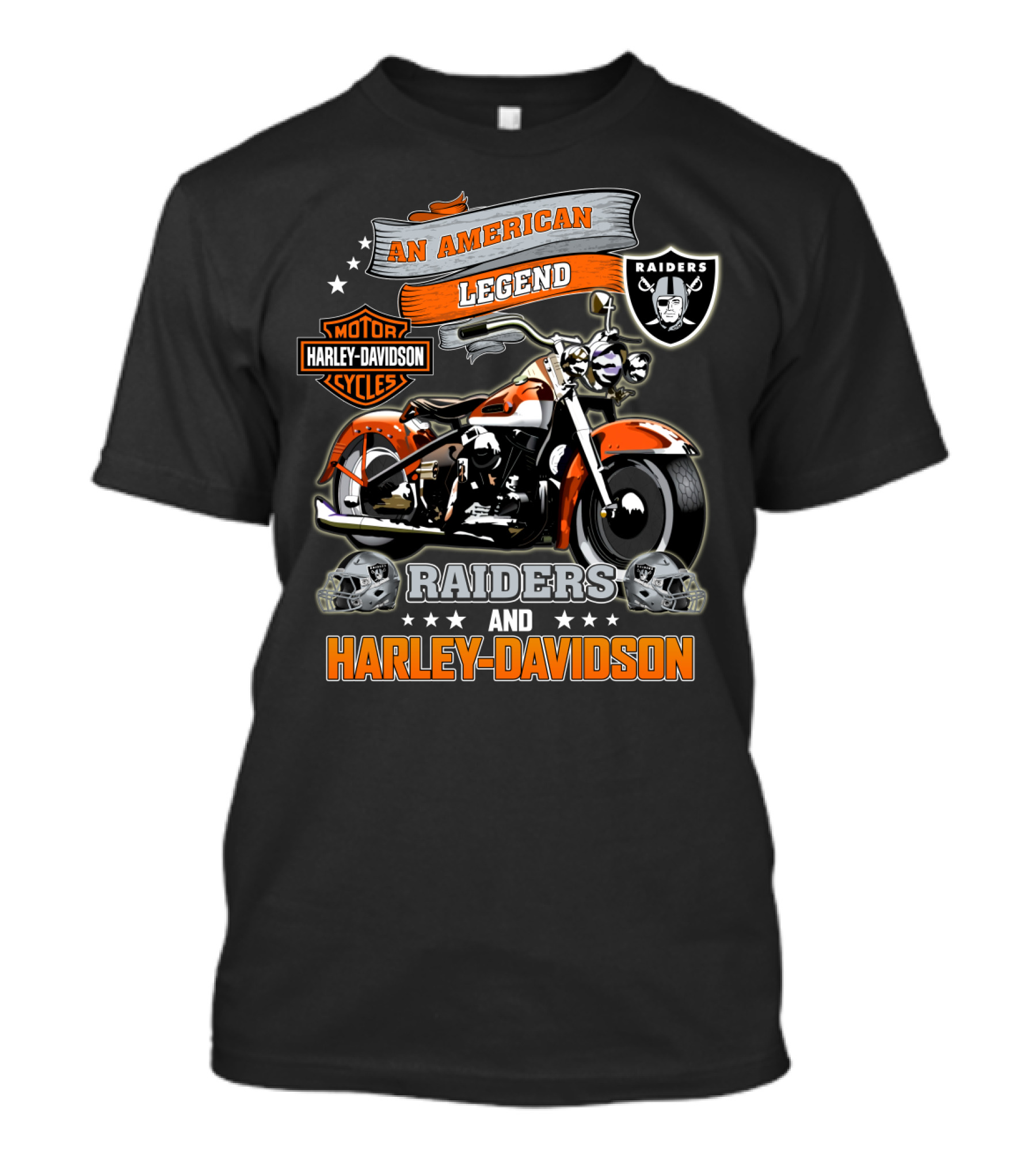 An American Legend Raiders And Harley Davidson T-Shirt