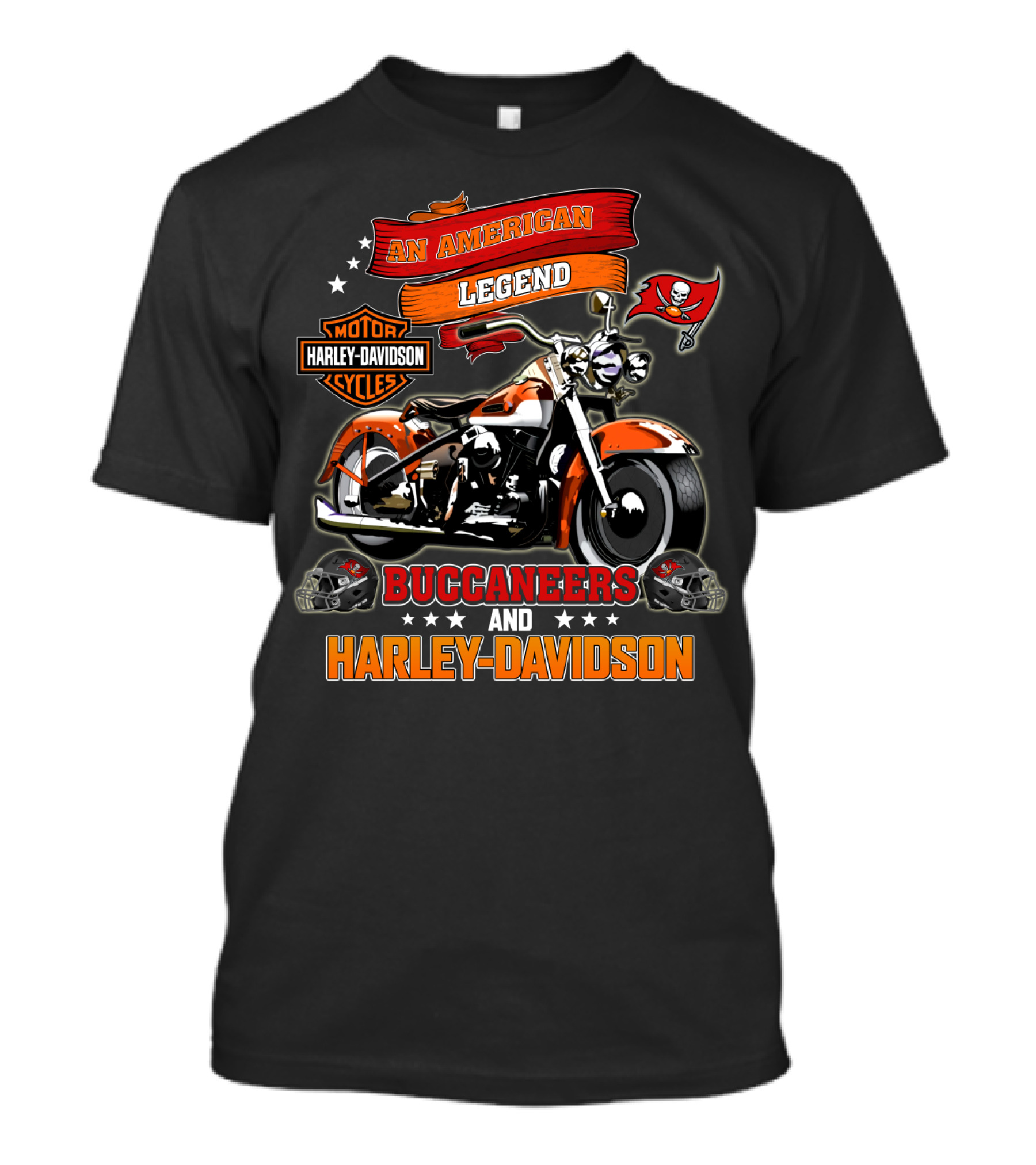 An American Legend Buccaneers And Harley Davidson Motorcycles Nfl T-Shirt