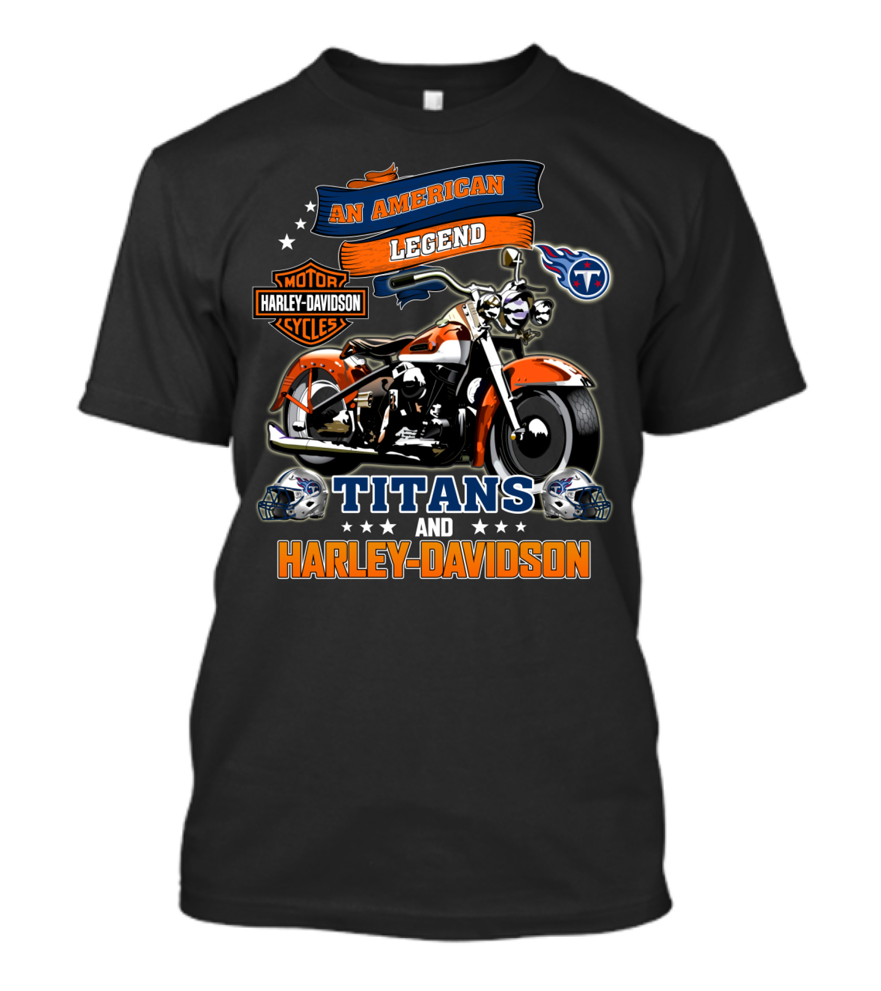 An American Legend Titans And Harley Davidson Motorcycles Nfl T-Shirt