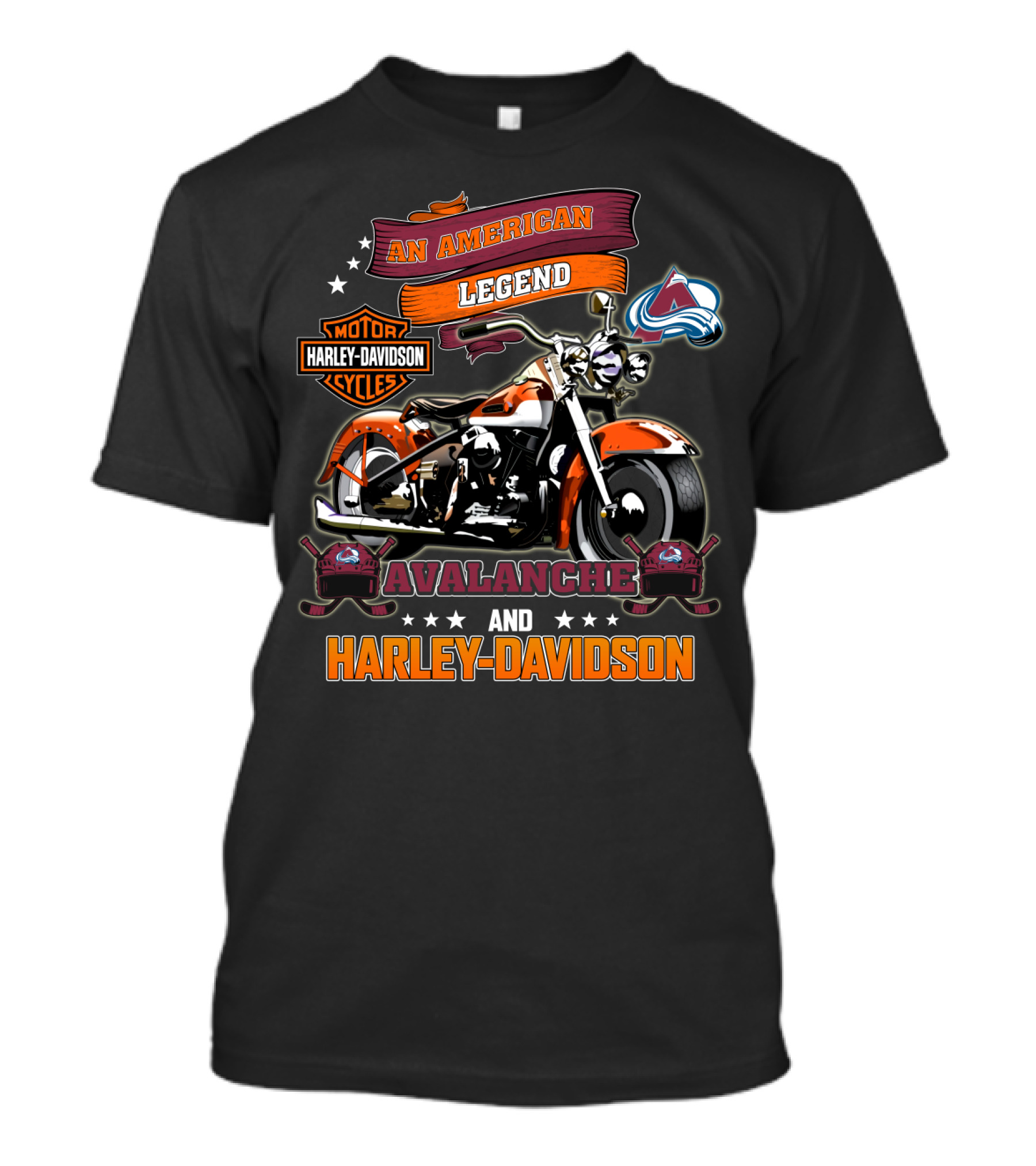 Colorado Avalanche An American Legend Harley Davidson Motor Cycles T-Shirt