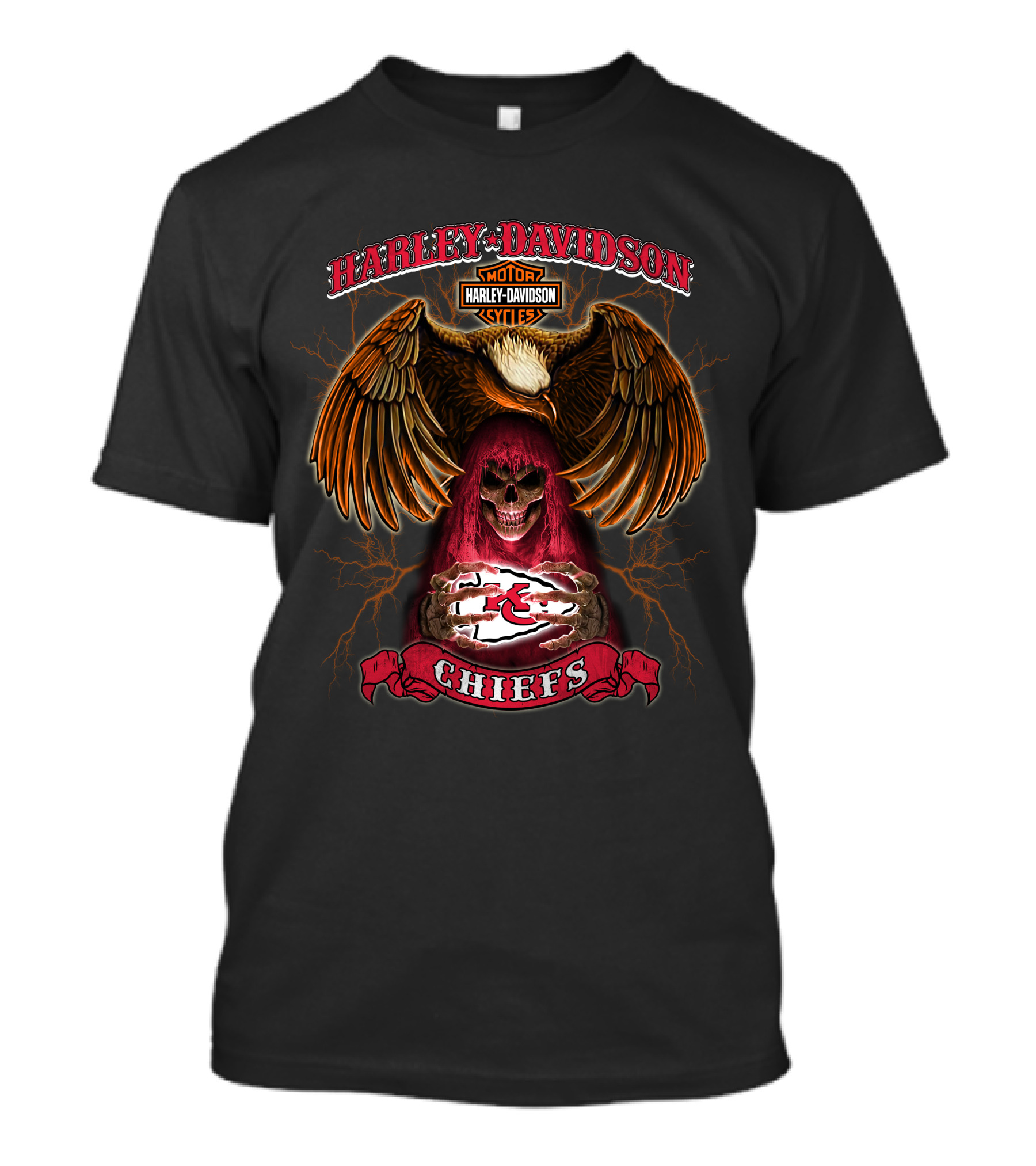 Harley Davidson Chiefs Skull And Eagle Kansas City Chiefs Nfl T-Shirt