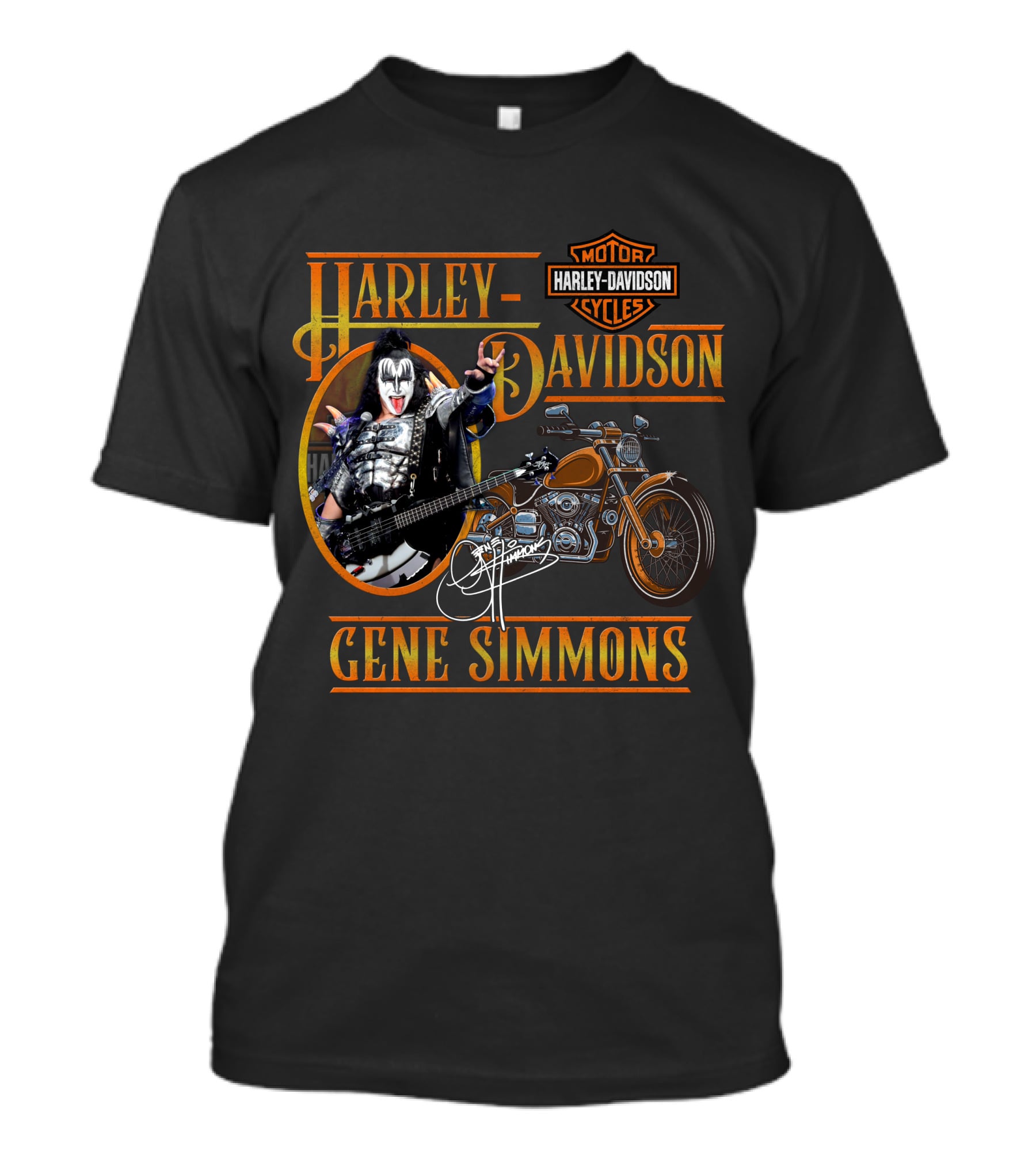 Harley Davidson Motor Cycles Gene Simmons Signature T-Shirt