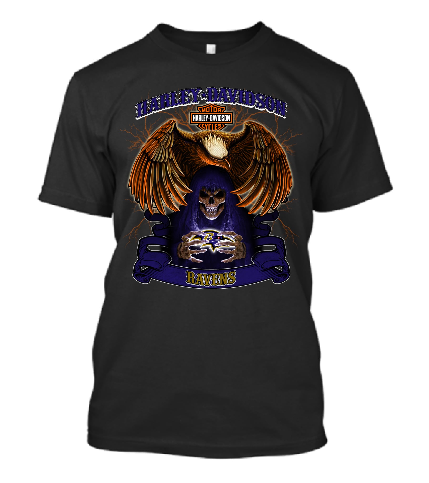 Harley Davidson Motorcycles Baltimore Ravens Nfl T-Shirt