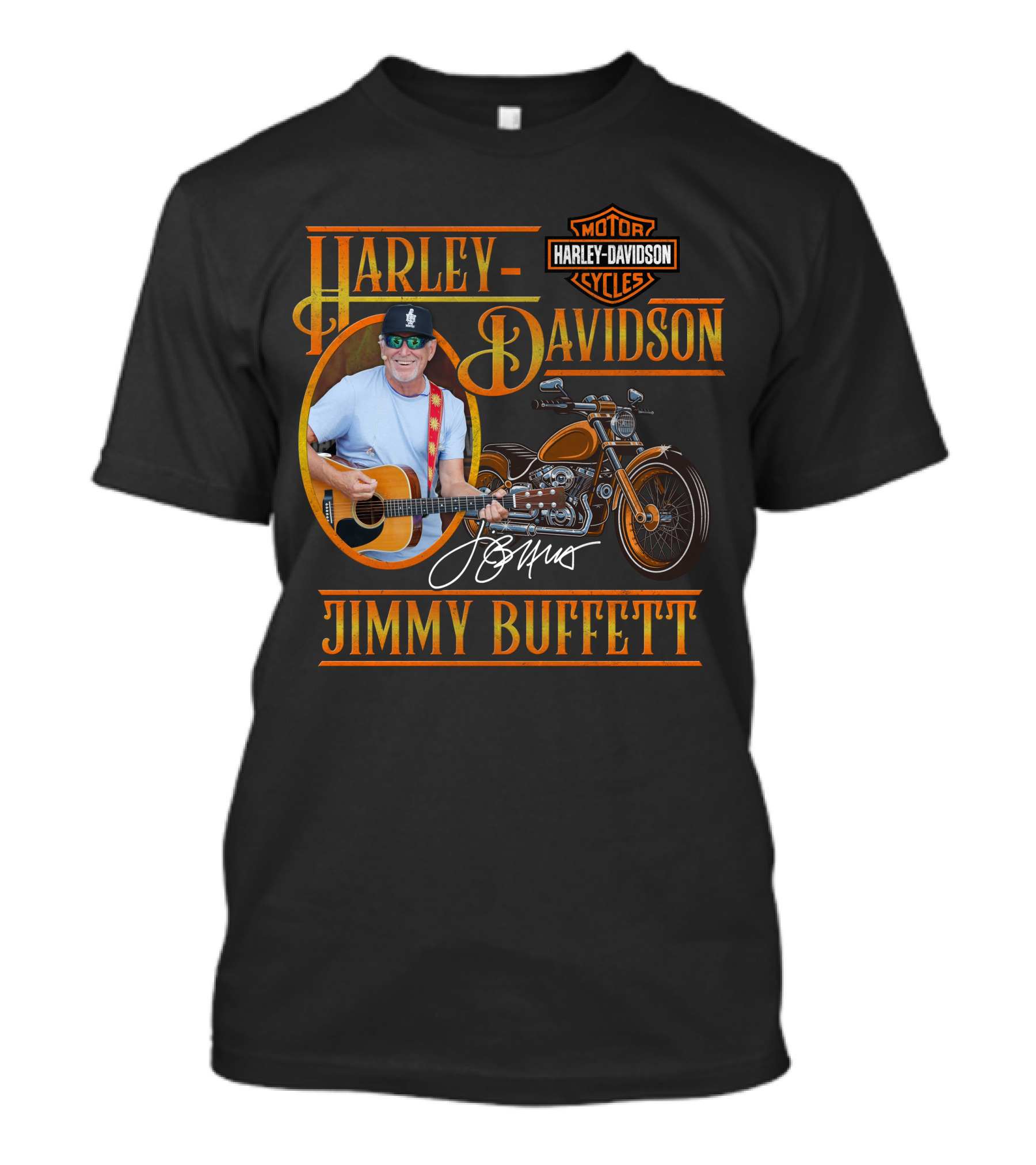 Harley Davidson Motor Cycles Jimmy Buffett Guitar Signature T-Shirt