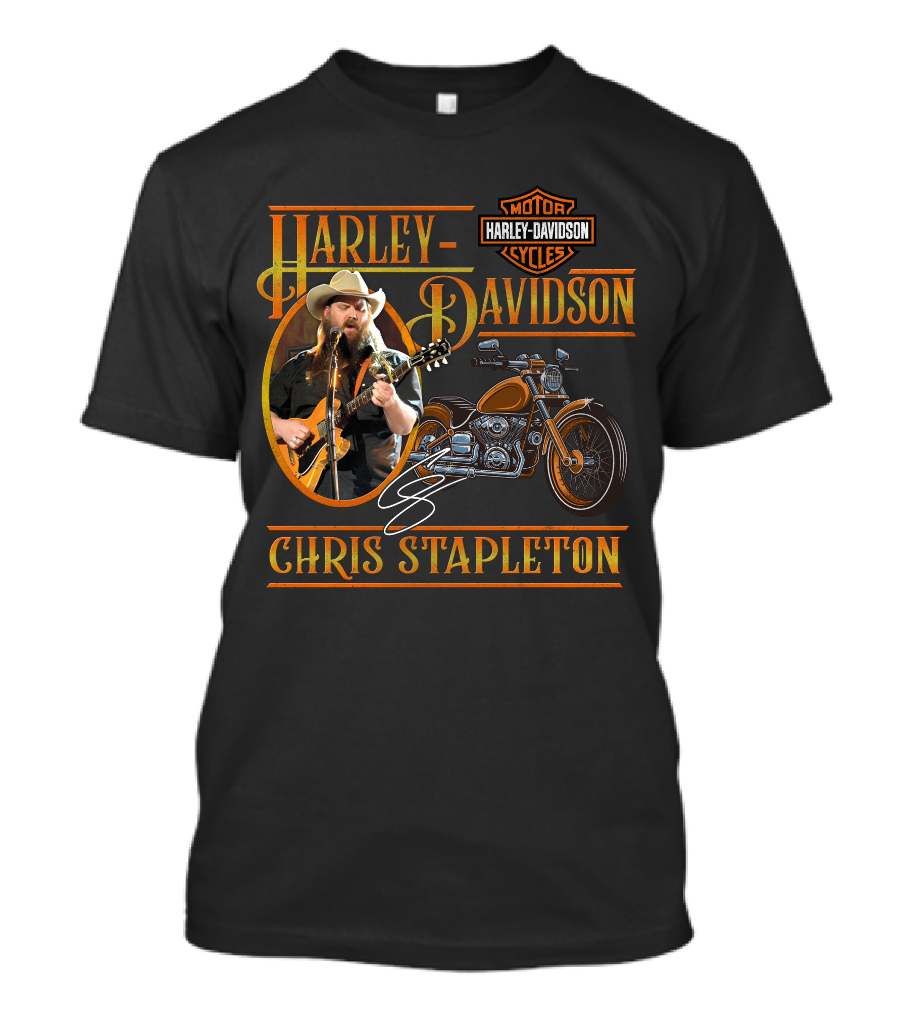 Harley Davidson Motor Cycles Chris Stapleton Guitar Motorcycle T-Shirt