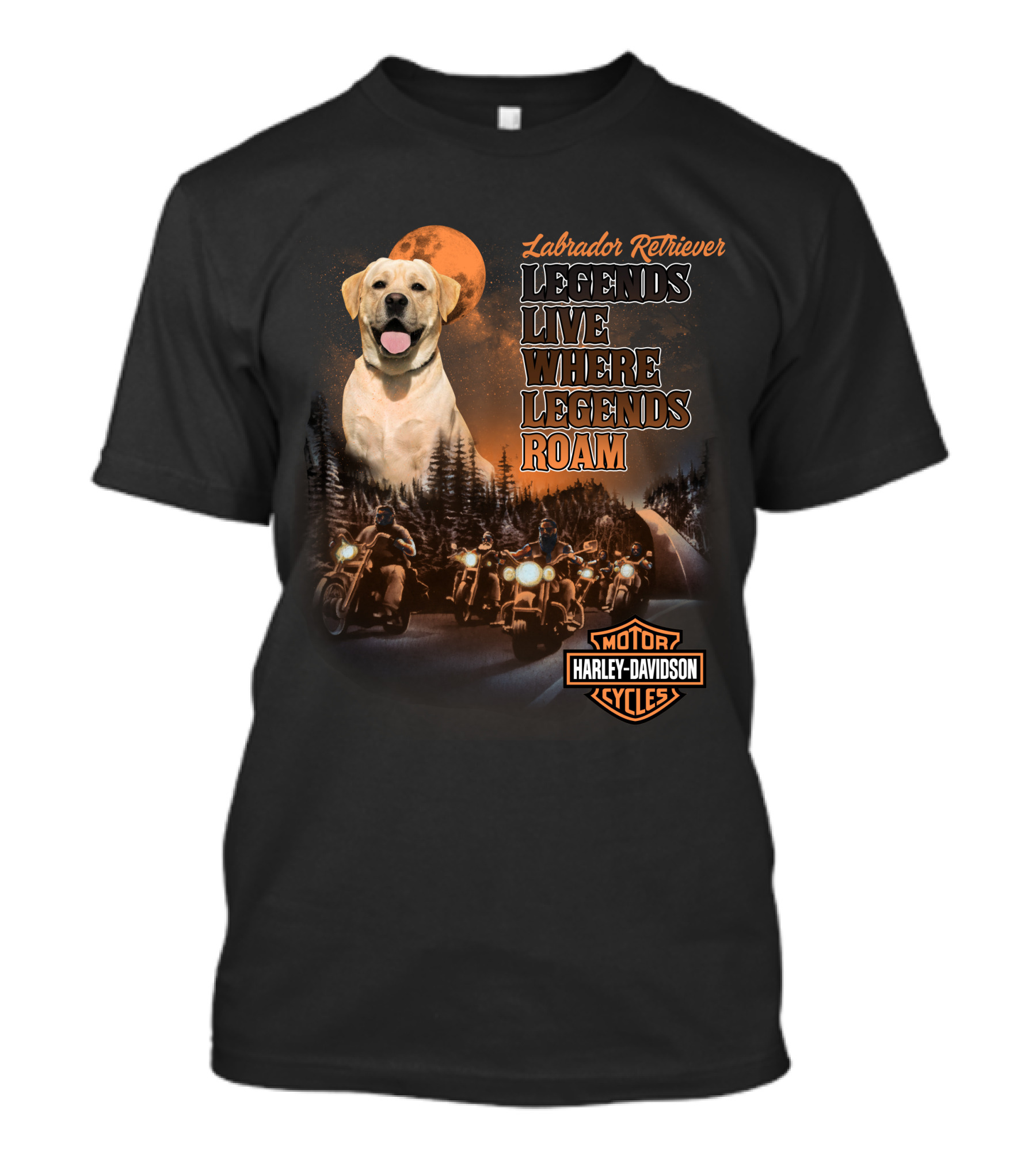 Labrador Retriever Legends Live Where Legends Roam Harley Davidson Motor Cycles T-Shirt