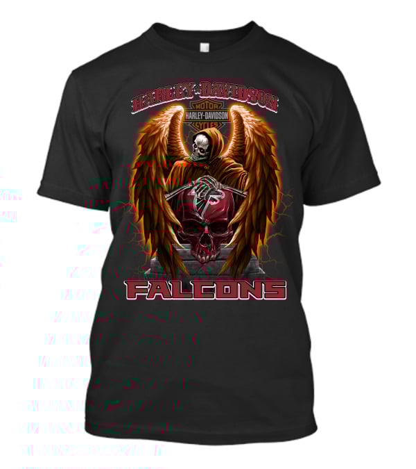 Harley Davidson Atlanta Falcons Nfl Skull And Wings T-Shirt