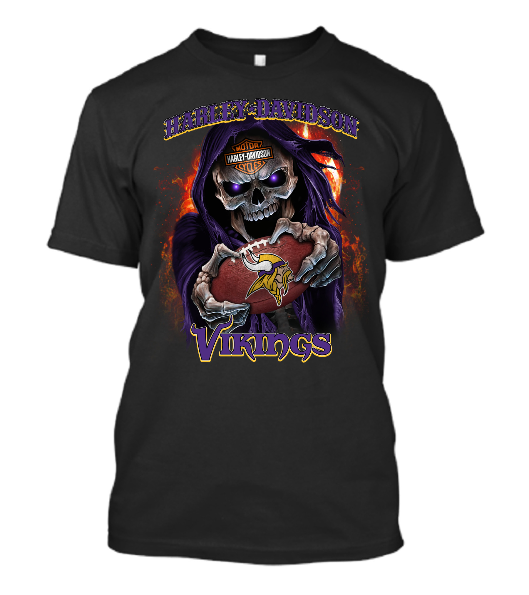 Harley Davidson Motor Skull Minnesota Vikings T-Shirt