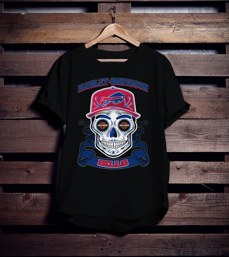Harley Davidson Buffalo Bills Nfl Skull T-Shirt