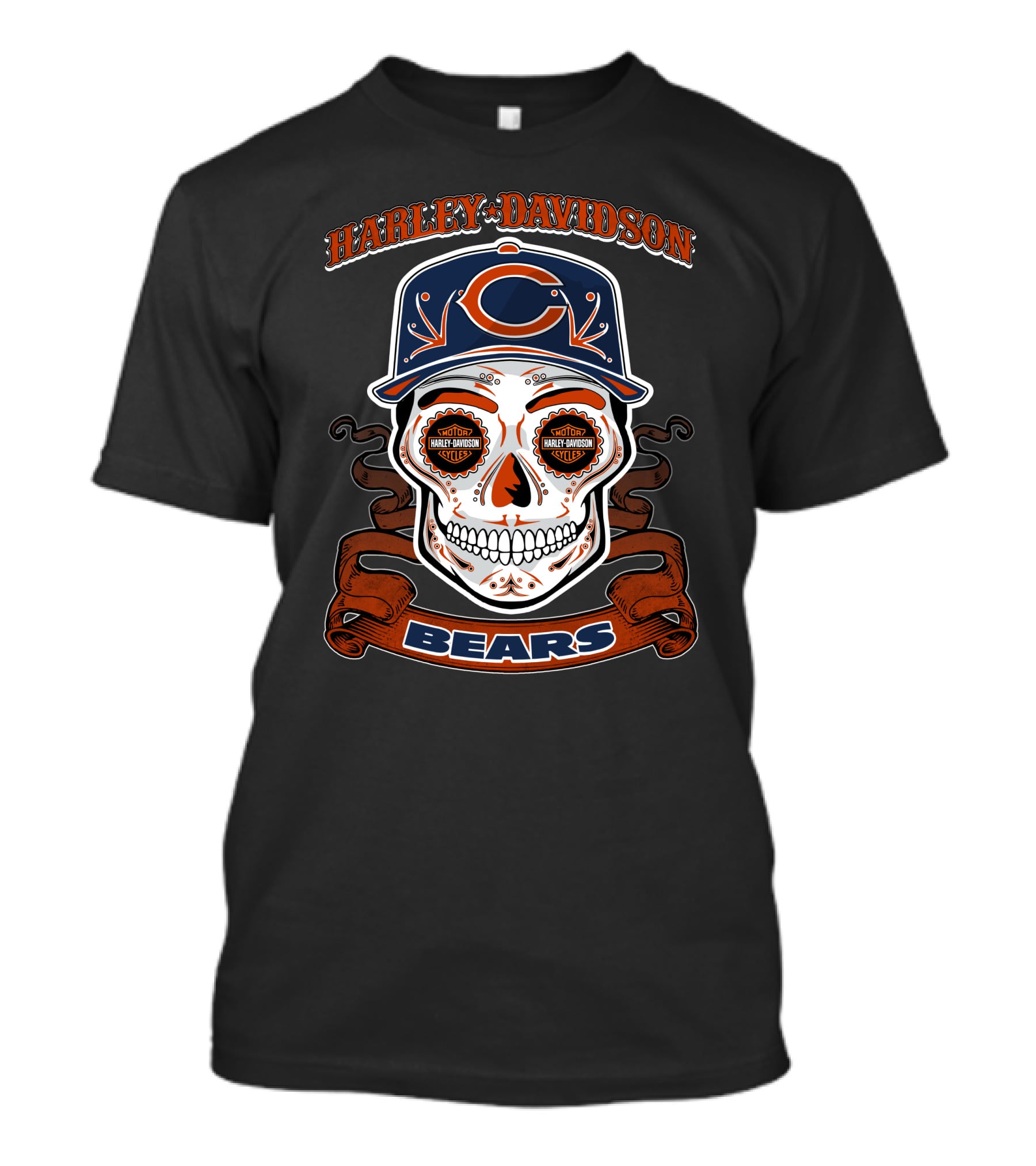 Harley Davidson Chicago Bears Skull Nfl T-Shirt