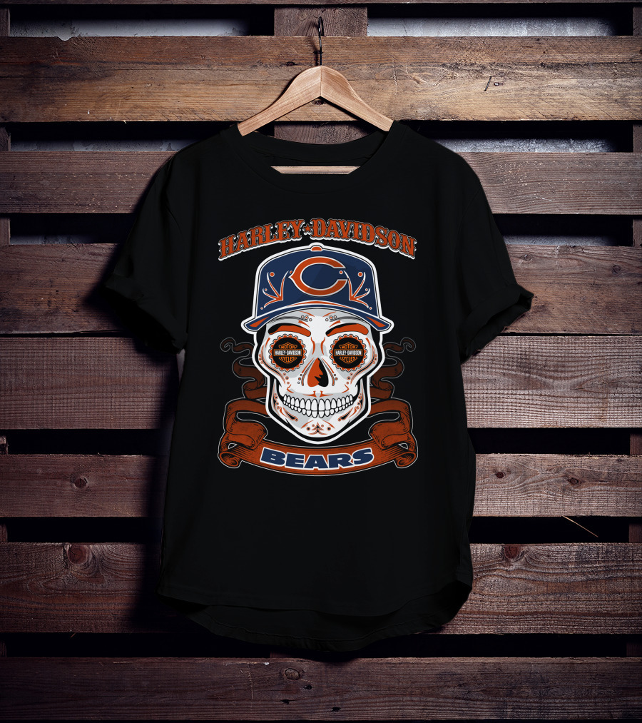 Harley Davidson Chicago Bears Skull Nfl T-Shirt