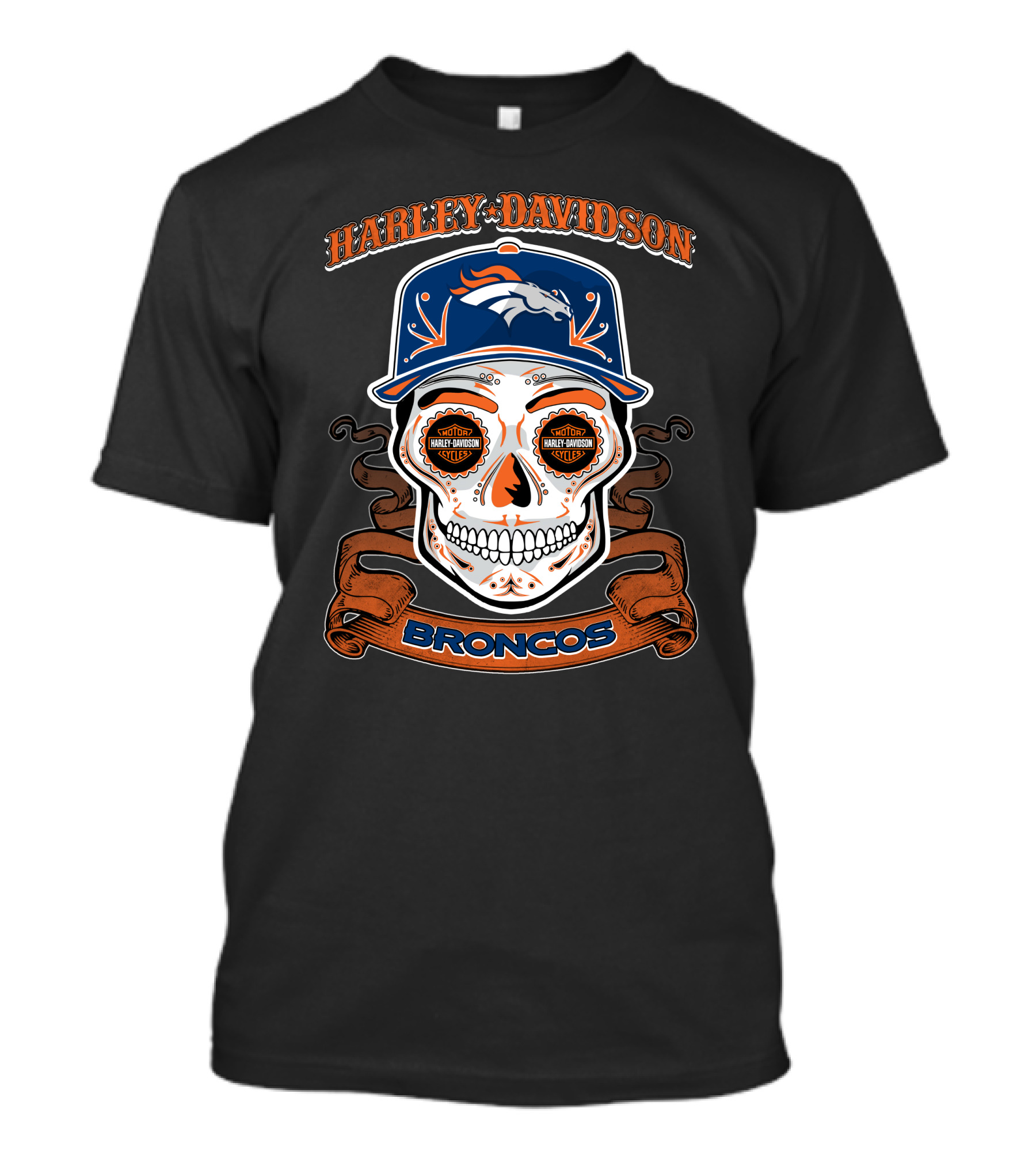 Harley Davidson Broncos Skull T-Shirt