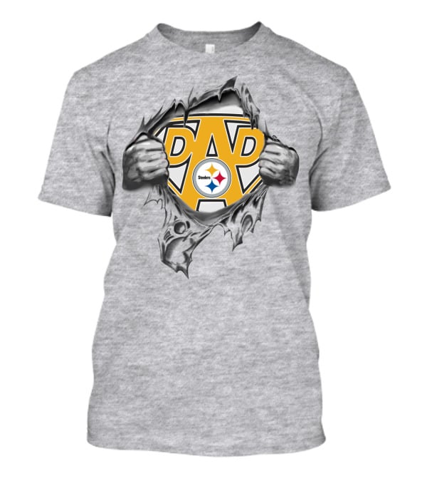 Pittsburgh Steelers Super Dad Shield With Logo Rip Reveal T-Shirt