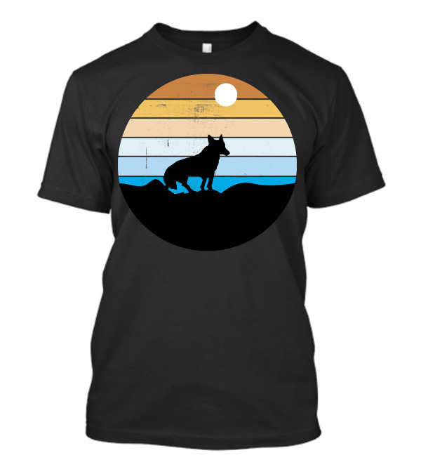 Coyote Brown Sunset Silhouette Desert Scene T-Shirt
