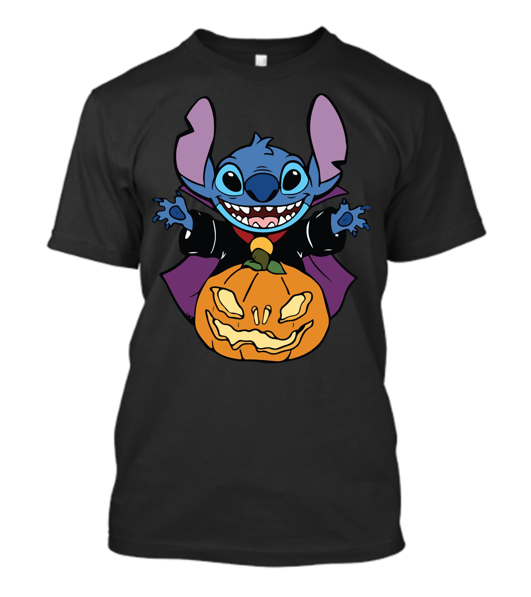 Cute Halloween Vampire Stitch Hugging Pumpkin T-Shirt