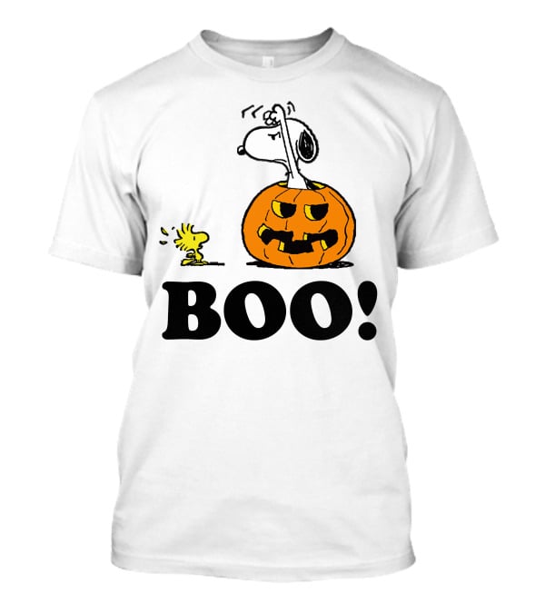 Snoopy Woodstock Halloween Pumpkin BOO T-Shirt