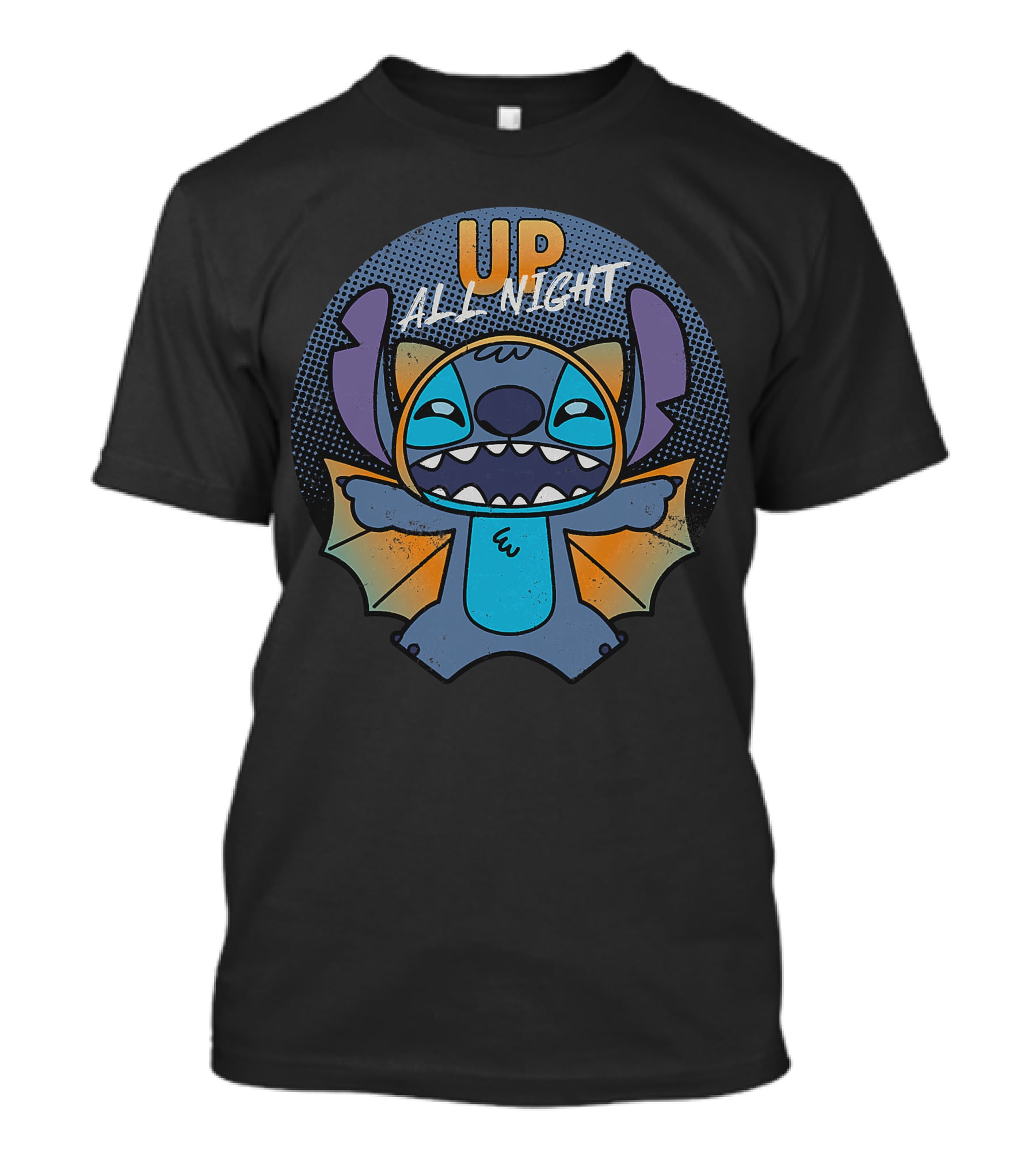 Up All Night Stitch Halloween Bat T-Shirt