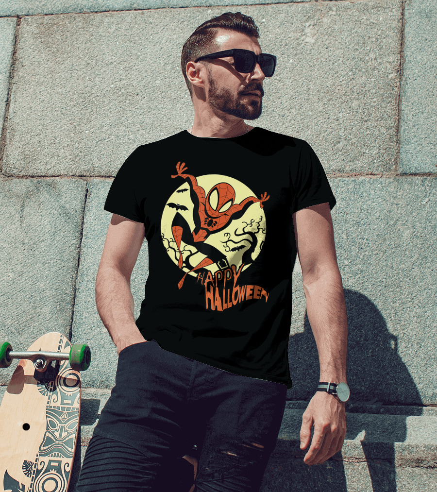 Spider Man Happy Halloween Moonlight T-Shirt