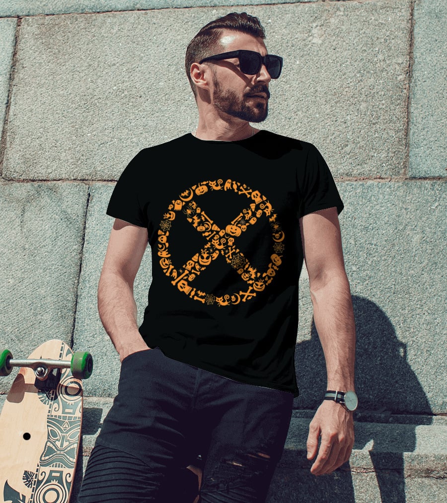 Marvel X Men Halloween Pumpkin Spiderweb Skull T-Shirt