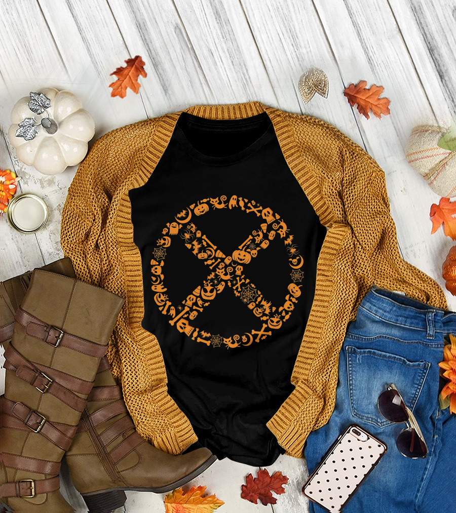 Marvel X Men Halloween Pumpkin Spiderweb Skull T-Shirt