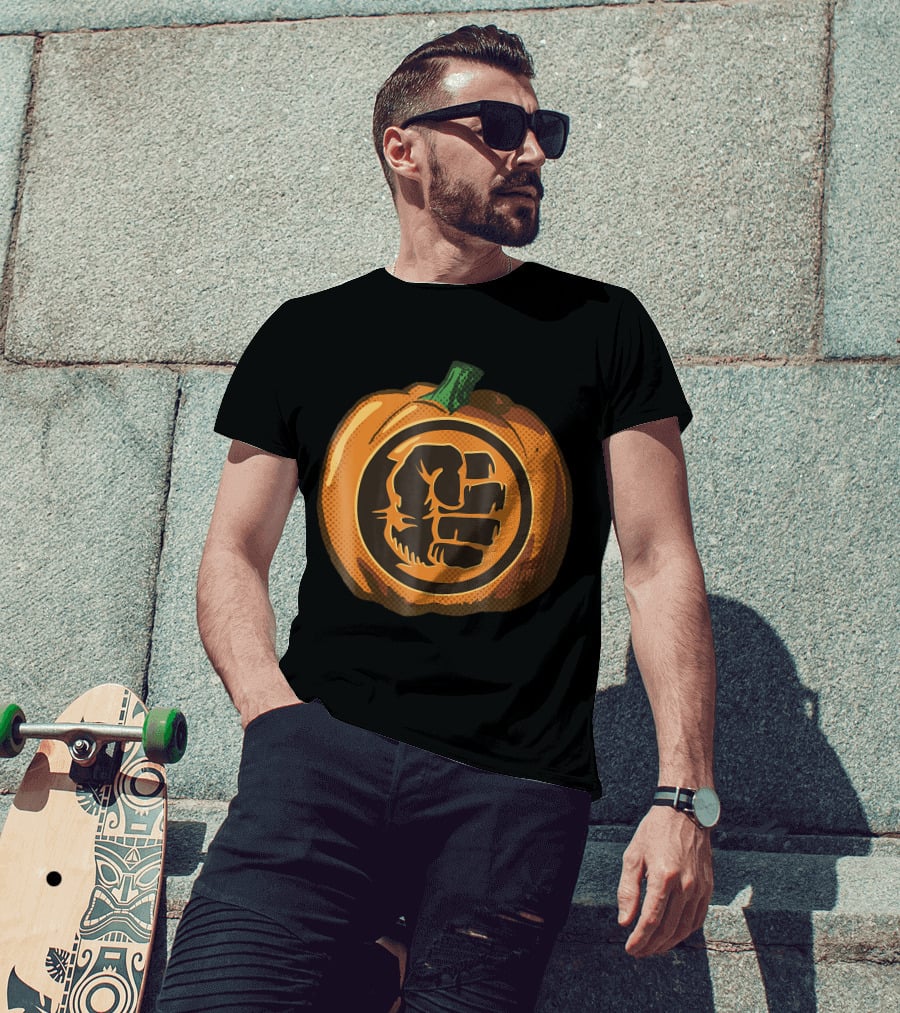 Hulk Fist Pumpkin Halloween Fusion In Comic T-Shirt