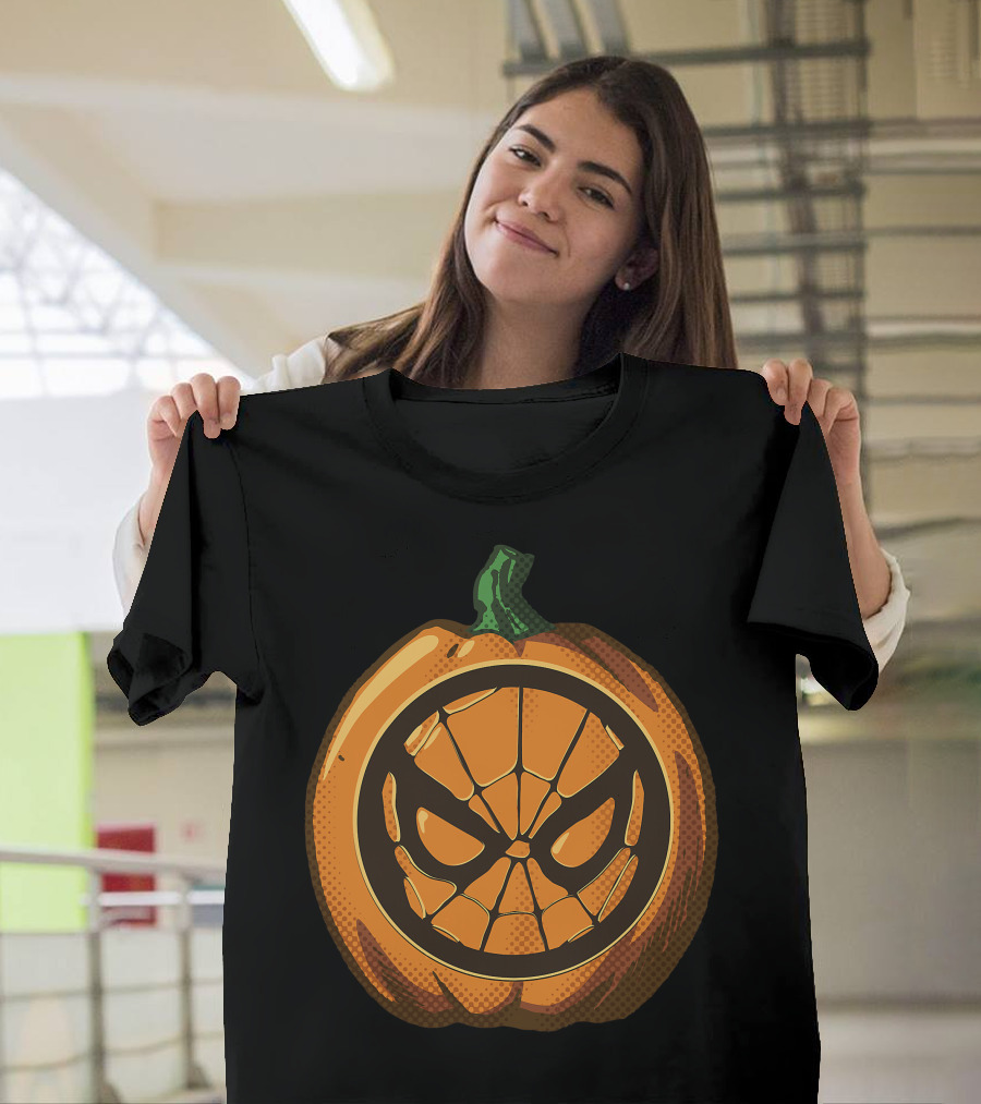 Spider Man Halloween Pumpkin Face Carving T-Shirt
