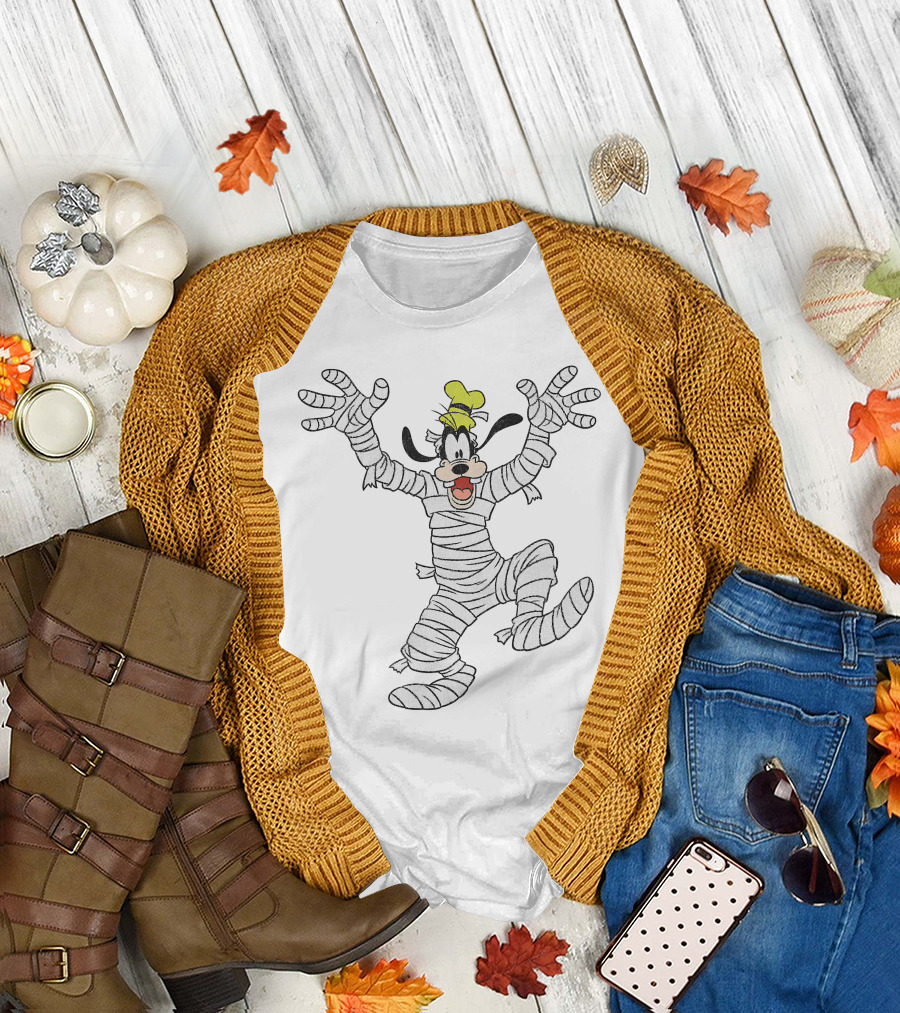 Goofy Wrapped As Mummy Halloween Character T-Shirt