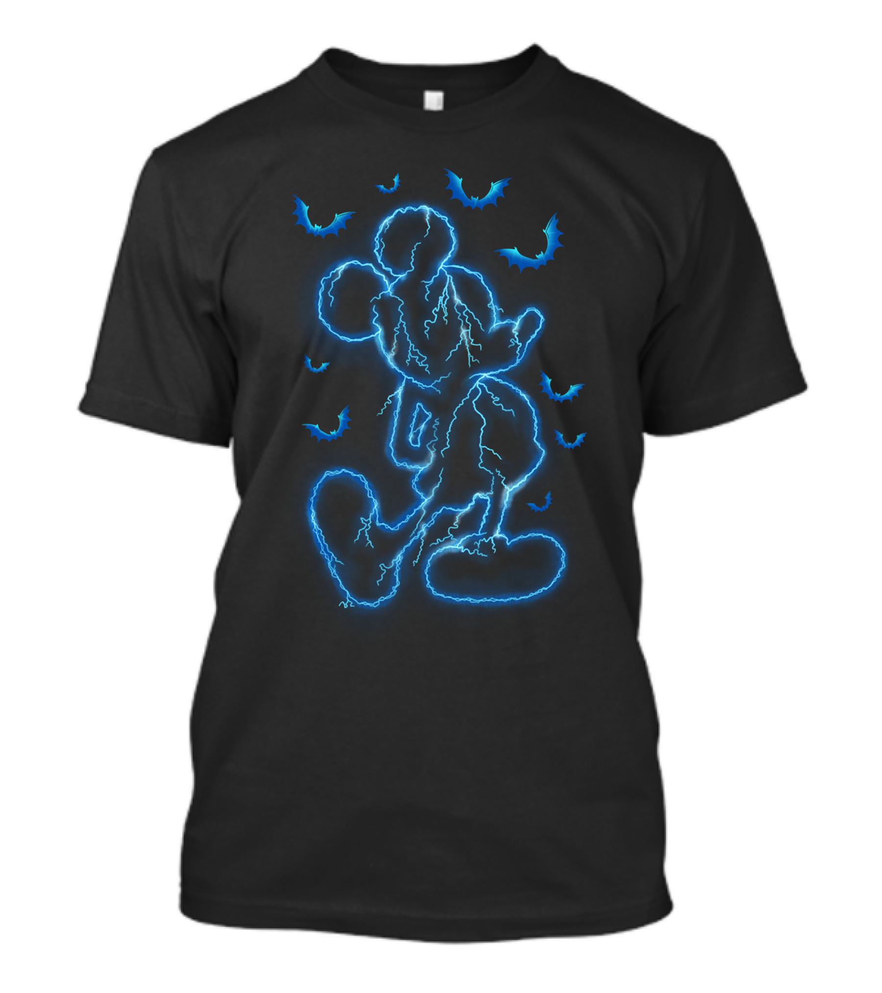 Mickey Lightning Halloween Electric Blue Bat T-Shirt
