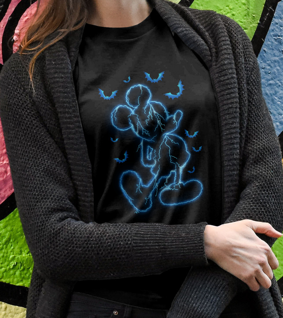 Mickey Lightning Halloween Electric Blue Bat T-Shirt